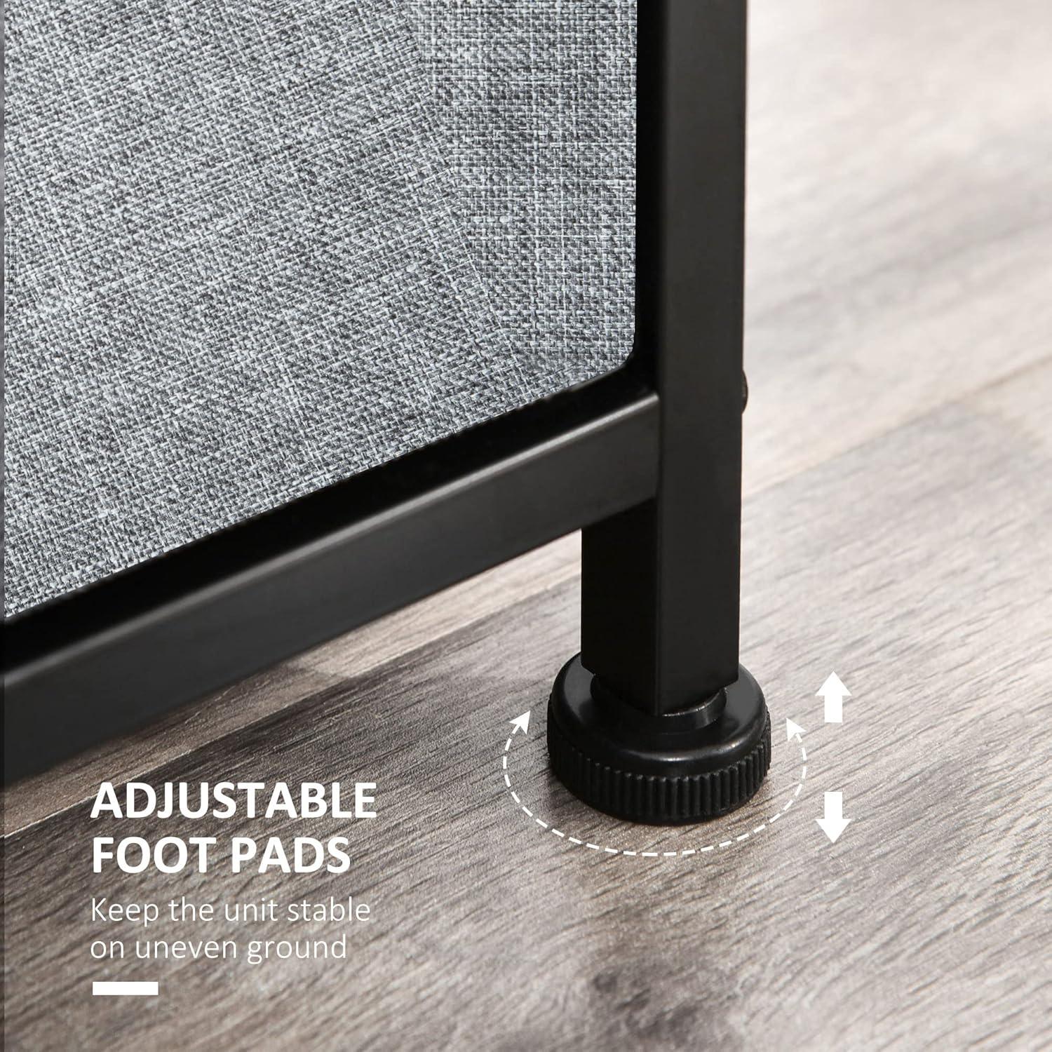 HomCom 8-Drawer Dresser, 3-Tier Fabric Chest of Drawers, Storage Tower Organizer Unit with Steel Frame Wooden Top for Bedroom, Hallway, Light Grey