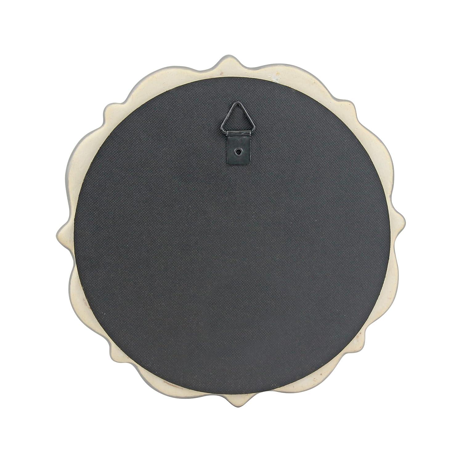 Stonebriar 8" Round Light Gray Ceramic Accent Wall Mirror with Attached Hanging Loop, Decorative Vintage Decor for the Living Room, Bedroom, Hallway, and Entryway