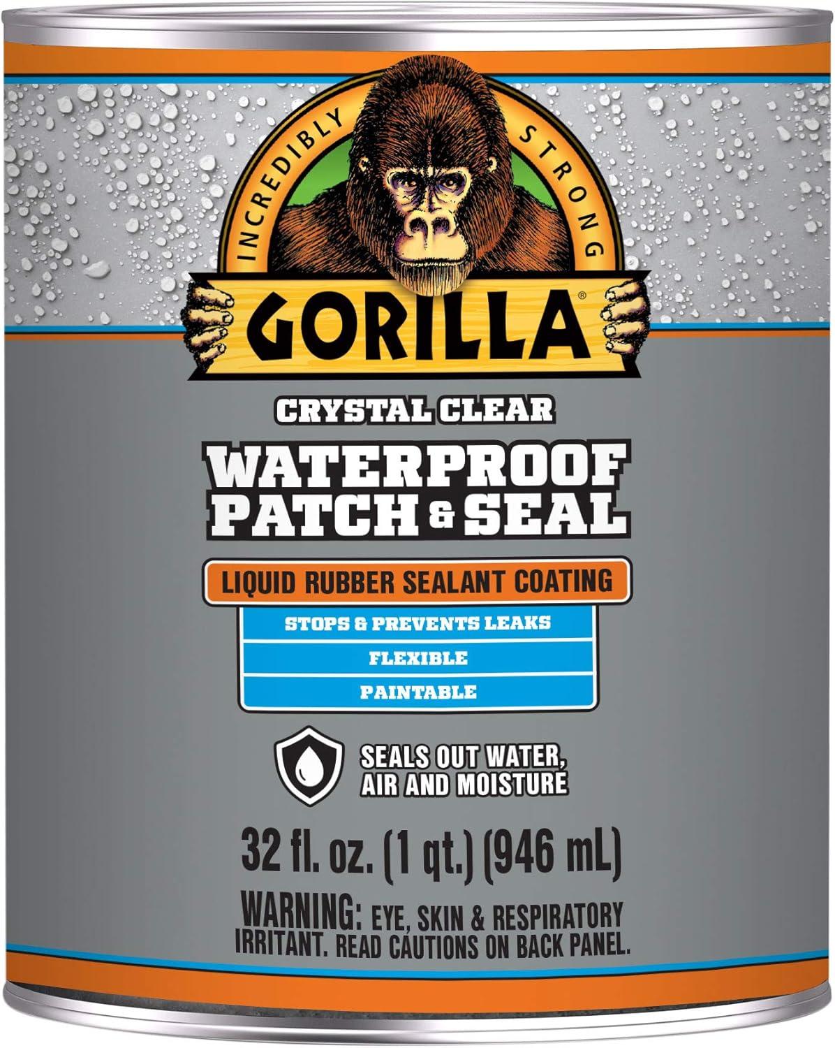 Gorilla Patch & Seal Liquid Rubber Waterproof Sealant, Crystal Clear, 32 Ounce