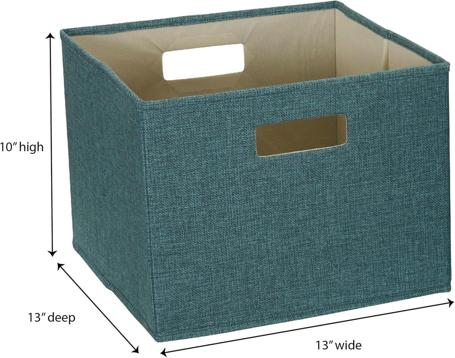 Household Essentials Storage Cubes 2 pack, Blended Poly-Cotton Canvas, Foldable Fiberboard Frame with Cut-out Handles, Open Top, Perfect for Storage and Detailed Organization, Teal