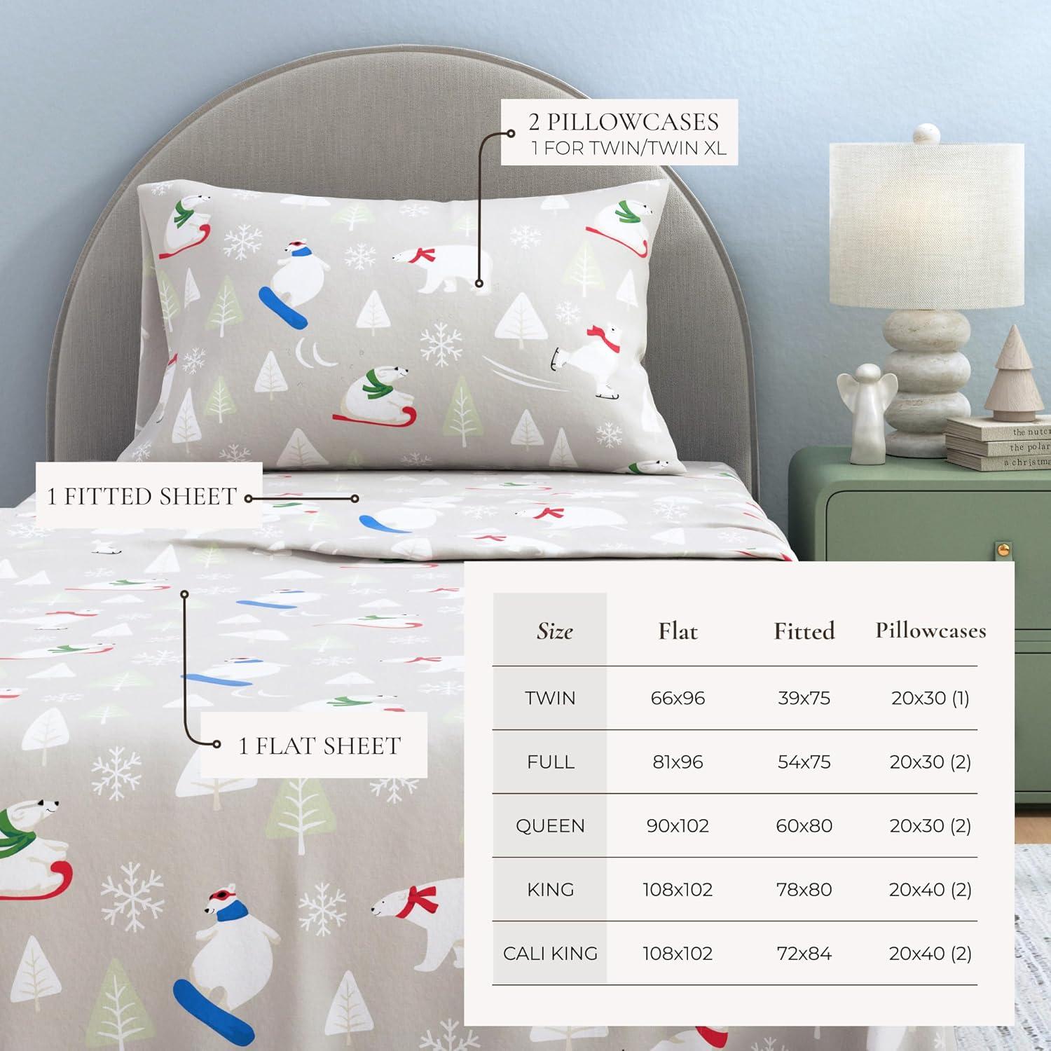 FreshFolds 100% Turkish Cotton Holiday Printed Flannel Sheet Set