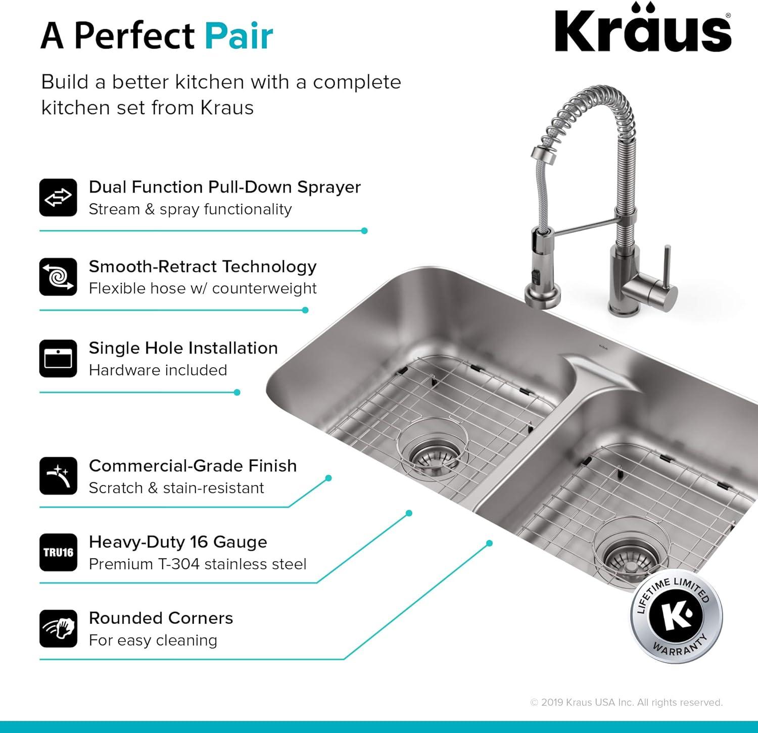 Ellis 32" L x 19" W Double Basin Undermount Kitchen Sink with Faucet