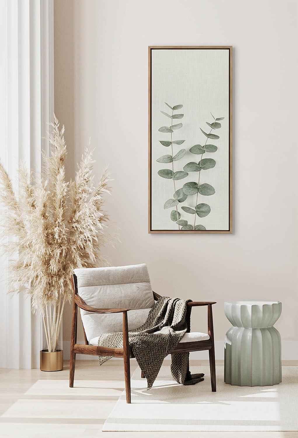 Kate and Laurel Sylvie Eucalyptus Botanical II Framed Canvas by The Creative Bunch Studio, 18x40, Gold