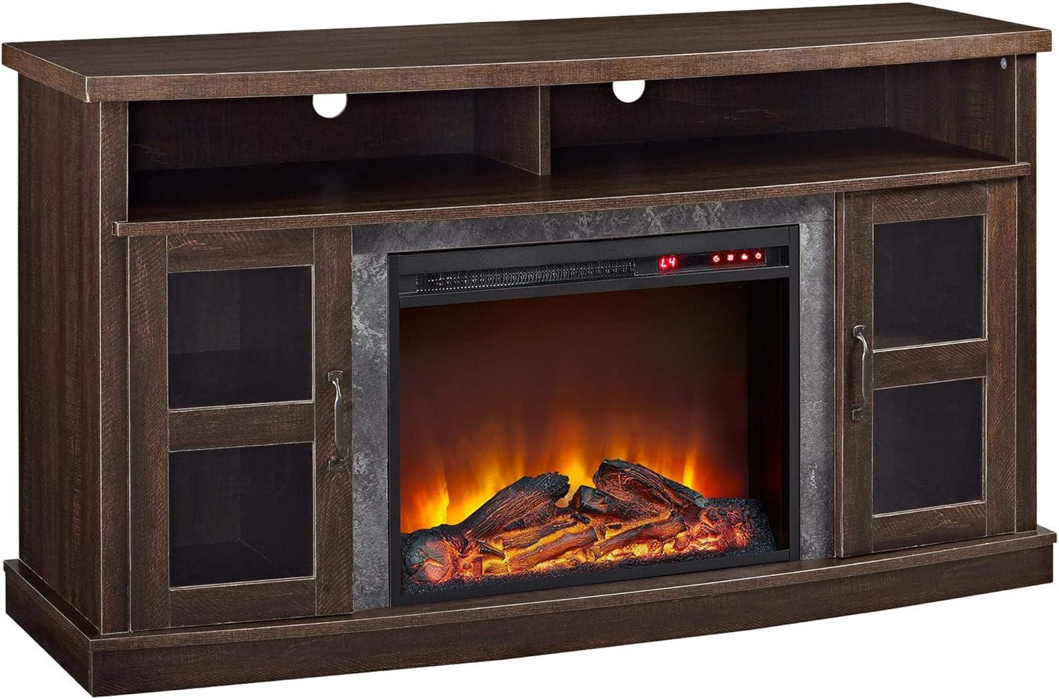 Ameriwood HomeBarrow Creek Fireplace Console with Glass Doors