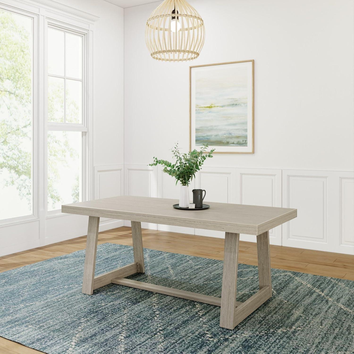 Plank+Beam Farmhouse 72" Dining Table, Solid Wood Rectangular Kitchen Table for 6 People