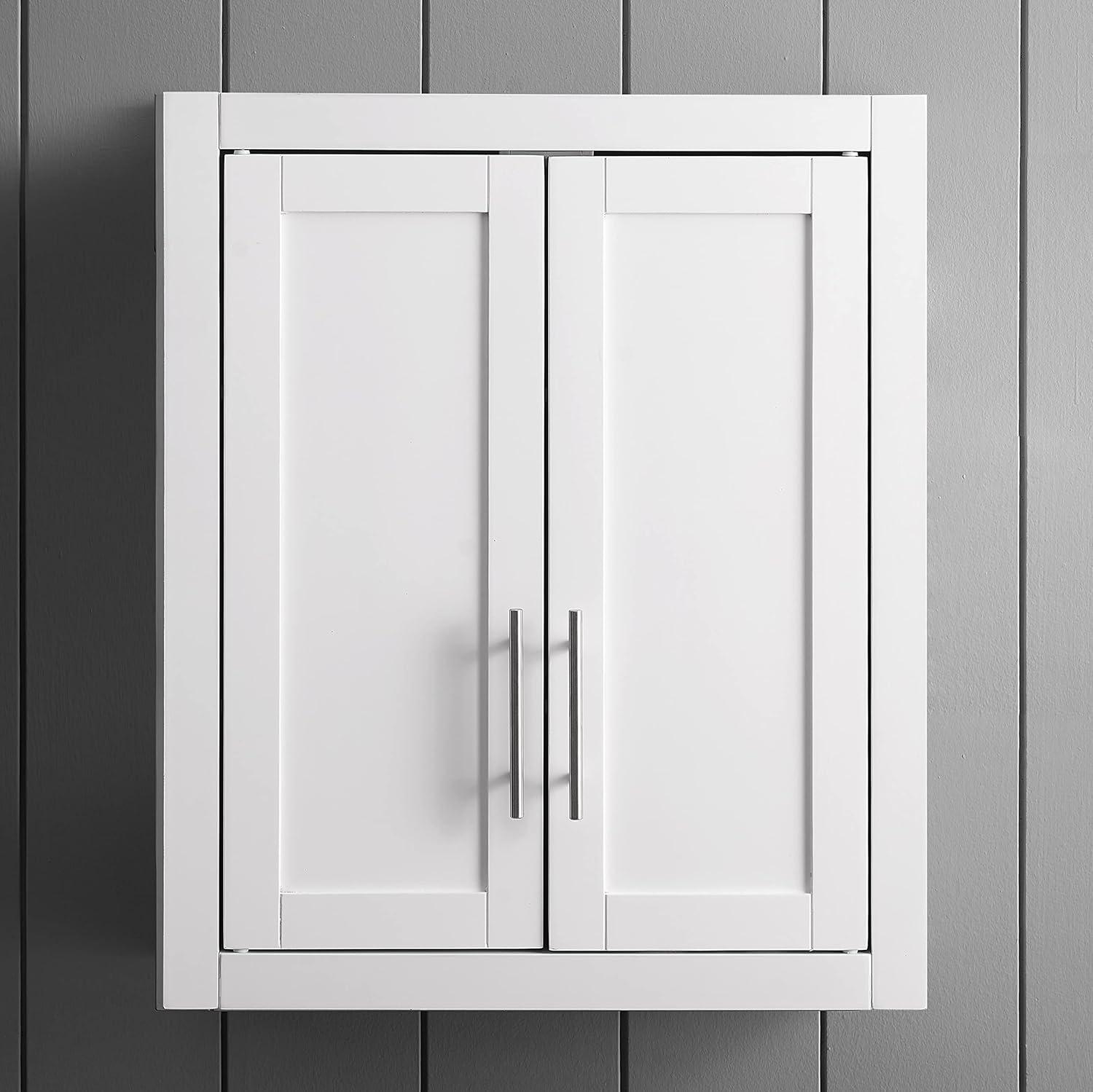Savannah Wall Cabinet White - Crosley: Adjustable Shelves, MDF, Universal Storage, 22x26x8 inches