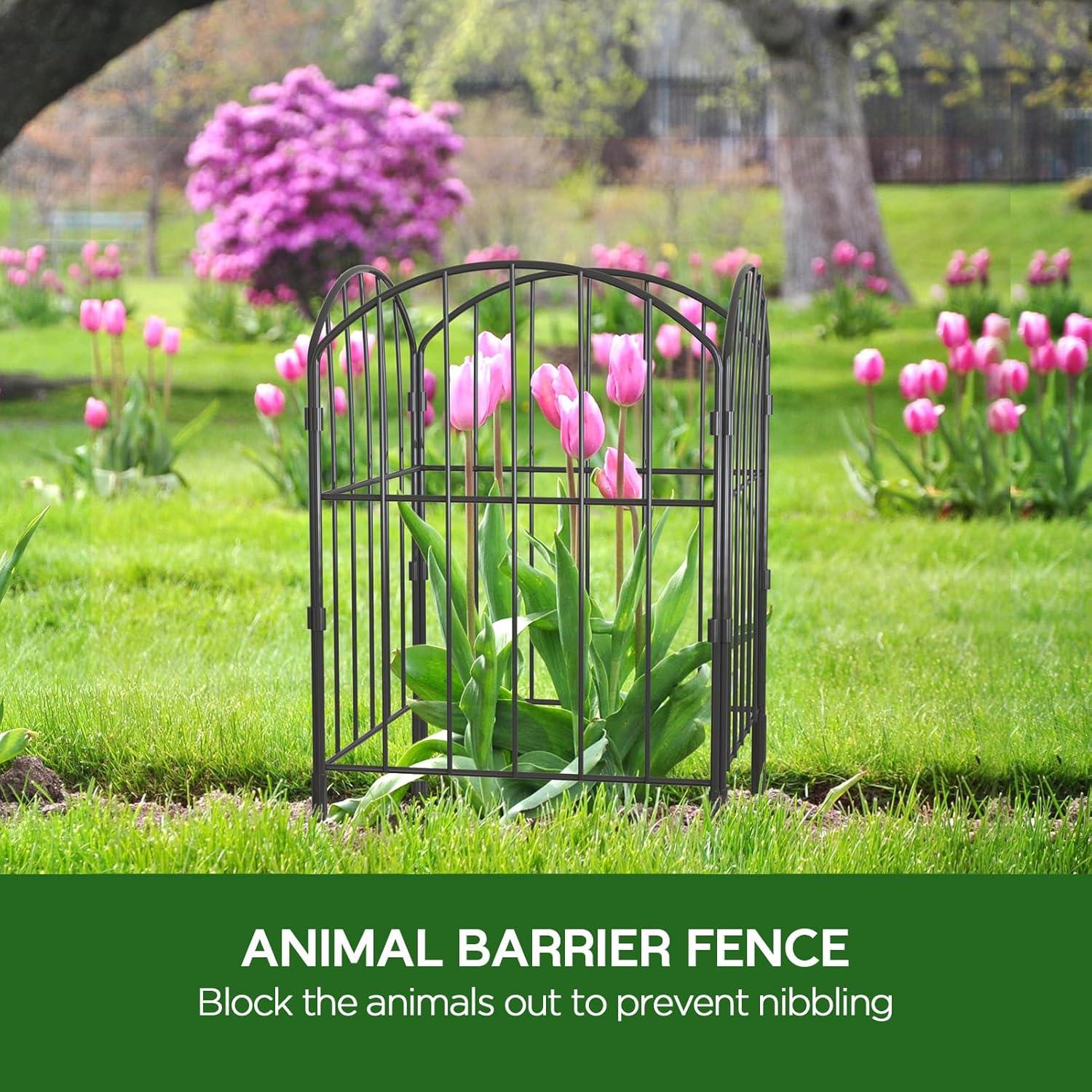 EasyPAG Decorative Garden Fence 10 Pack Total 10ft (L) x 24in (H) Rustproof Metal Wire Fencing Border Animal Barrier