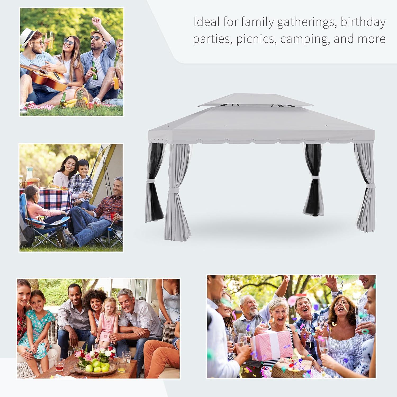 Outsunny 10' x 13' Canopy Shelter Gazebo, Lightweight