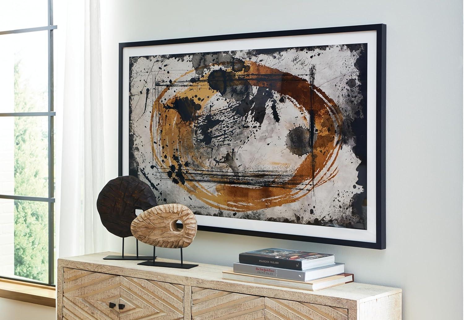 Clefting 63" Black and Dark Brown Abstract Framed Wall Art