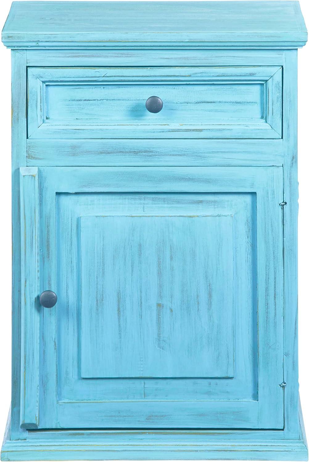 Progressive Furniture Liza Wood Nightstand in Antique Turquoise Blue