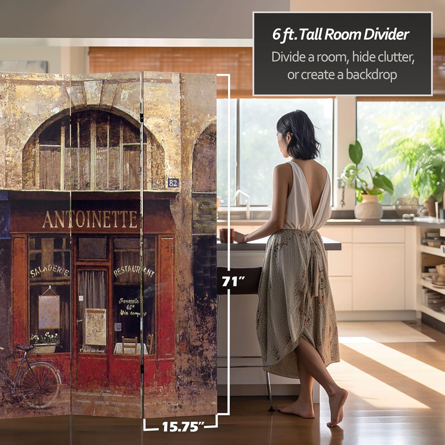 6 ft. Double-Sided Brasserie Canvas Room Divider