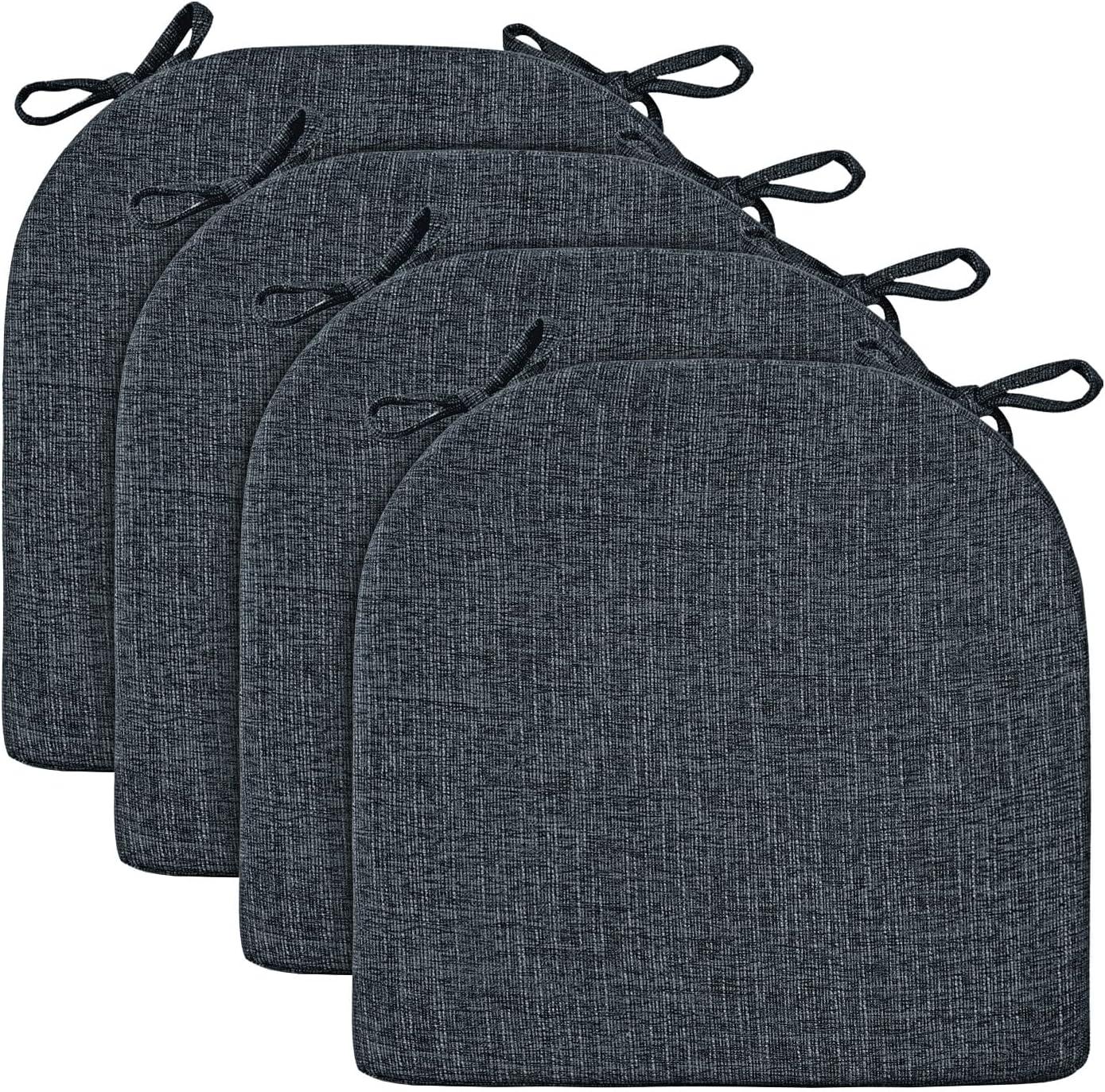 Chair Cushions for Dining Chairs 4 Pack - Kitchen Chair Cushions with Ties and Non-Slip Backing - Dining Chair Pads 16"X16"X2", Navy