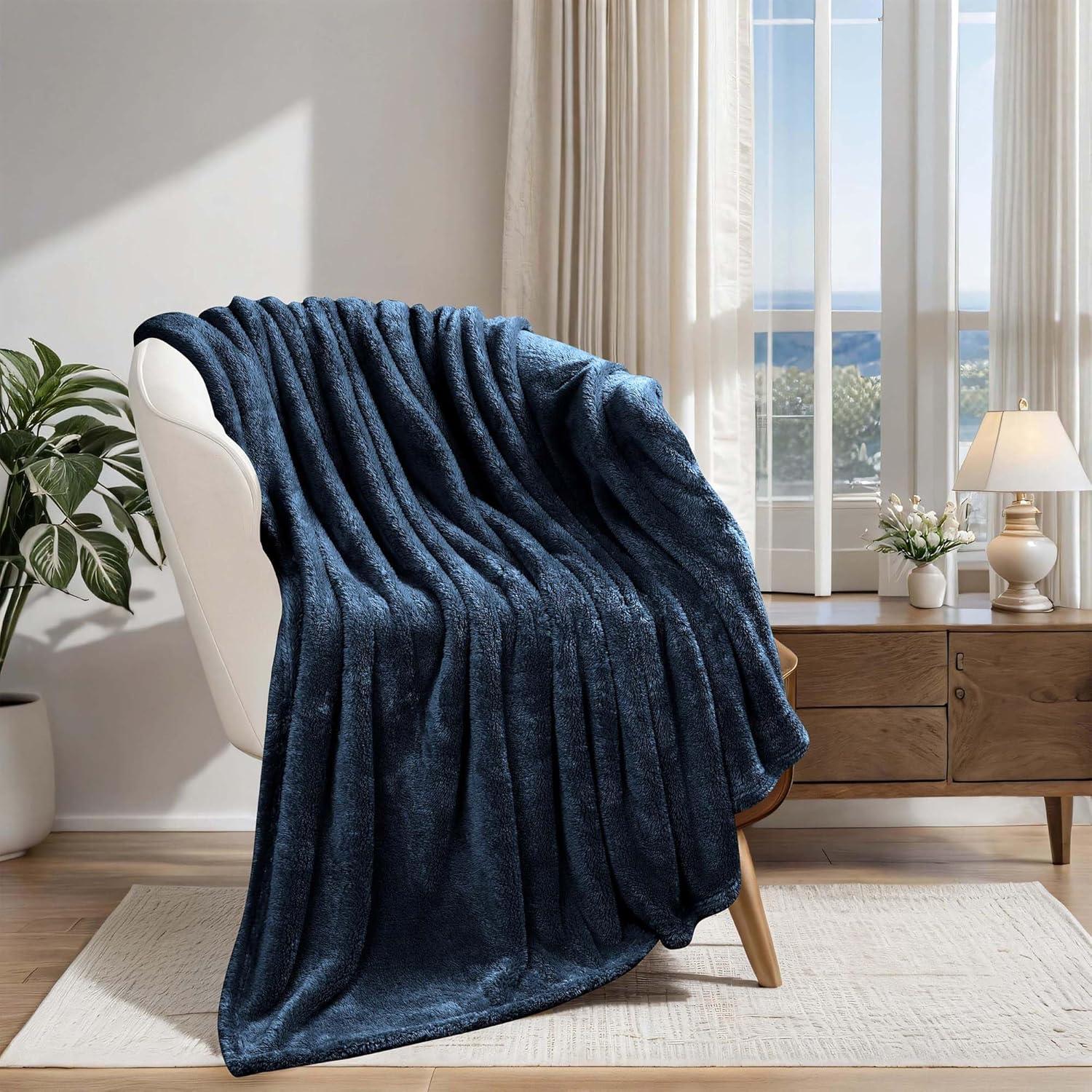 Superior Solid Polyester Reversible All-Season Fleece Throws Blanket