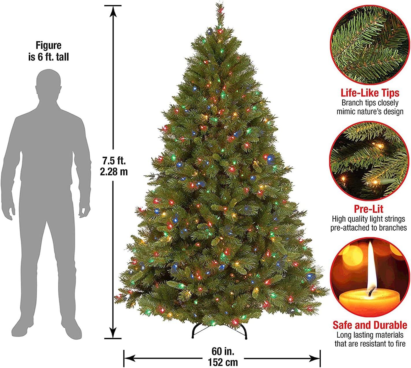 7.5' Prelit Winchester Pine Artificial Christmas Tree Multicolor Lights - National Tree Company