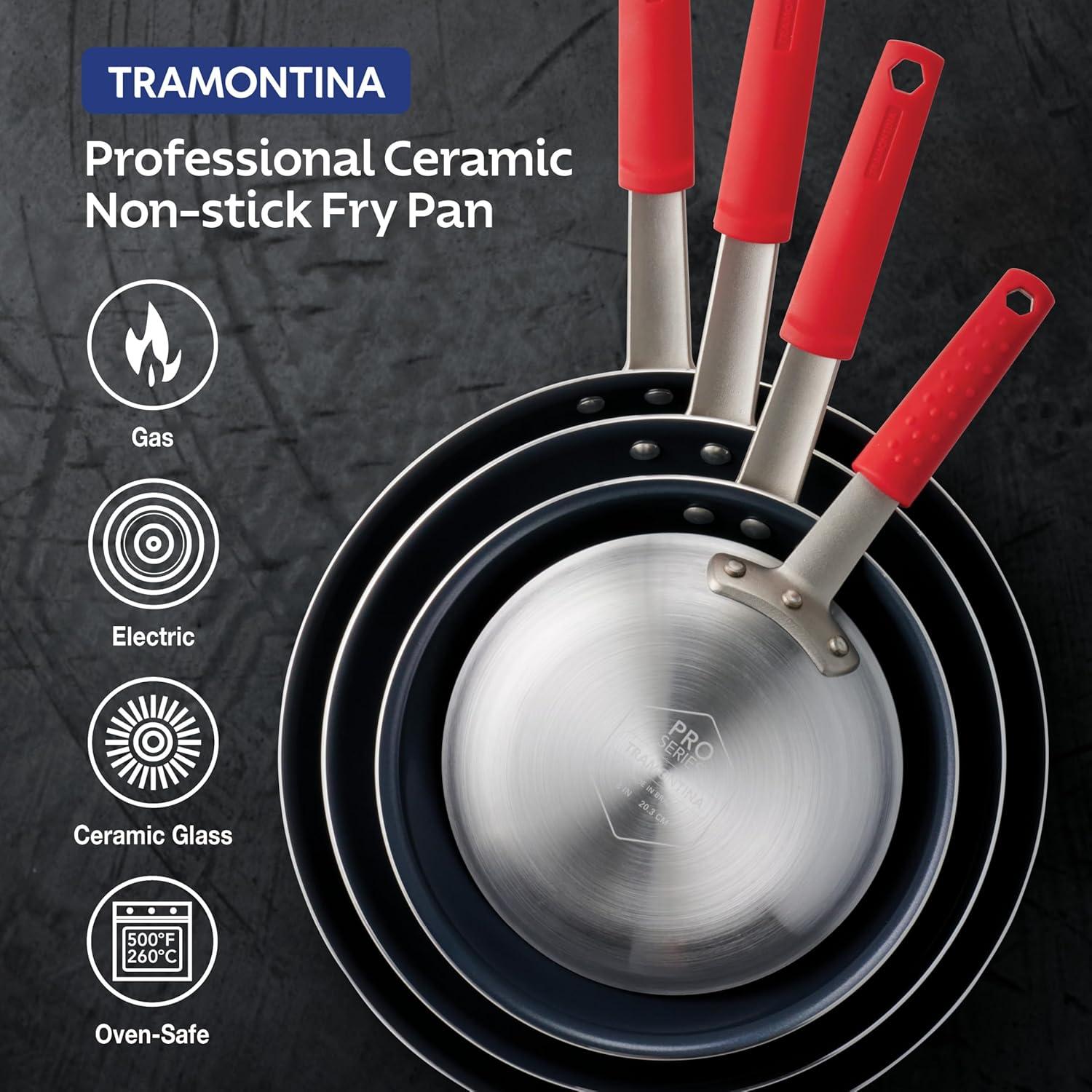Tramontina Professional 12-Inch Ceramic Non Stick Large Frying Pan, Heavy-Gauge Aluminum Skillet with Nonstick Coating, Dishwasher and Oven Safe, Black