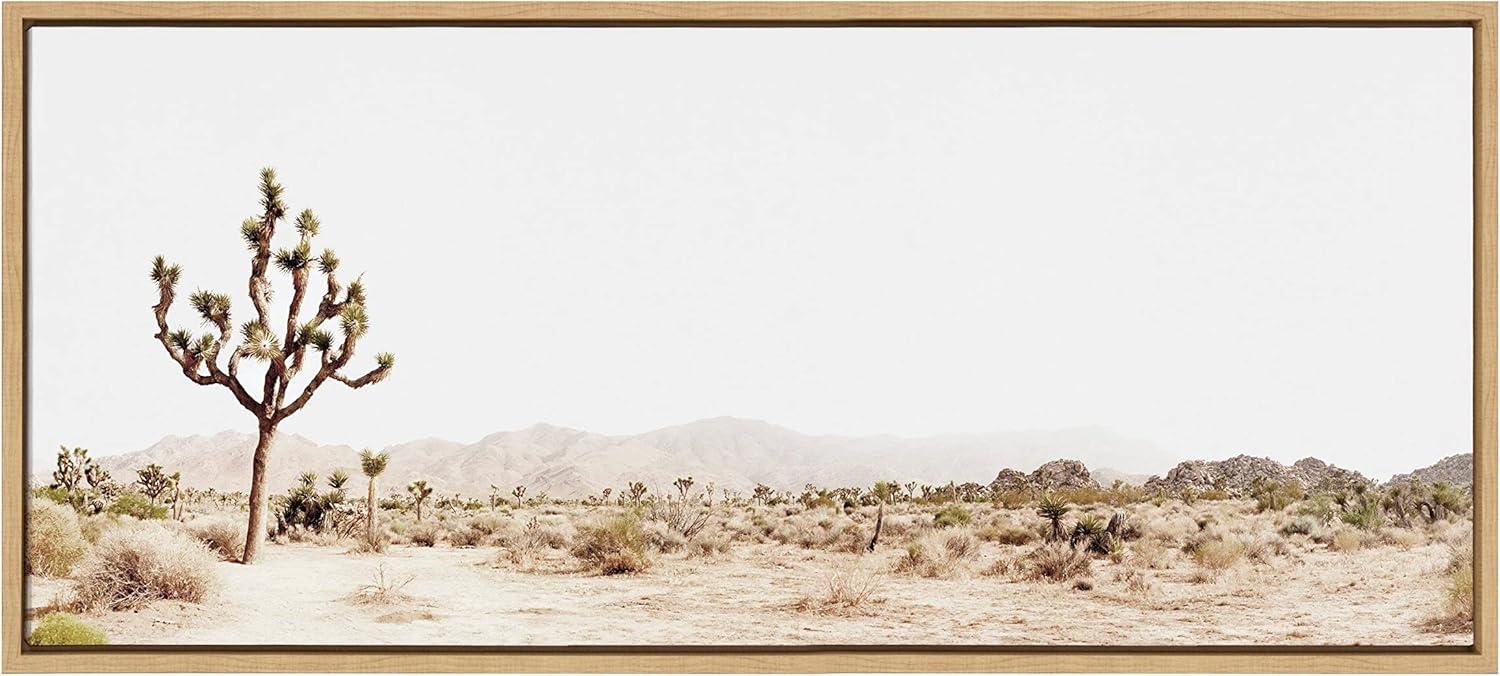 18" x 40" Sylvie Lone Joshua Tree by Amy Peterson Art Studio Framed Wall Canvas Natural: Modern Decor