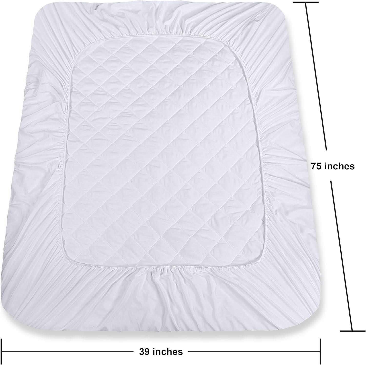 Utopia Bedding Microfiber Mattress Topper Twin , Quilted Fitted Mattress Pad Deep Pocket up to 16 inches, Machine Washable Mattress Protector
