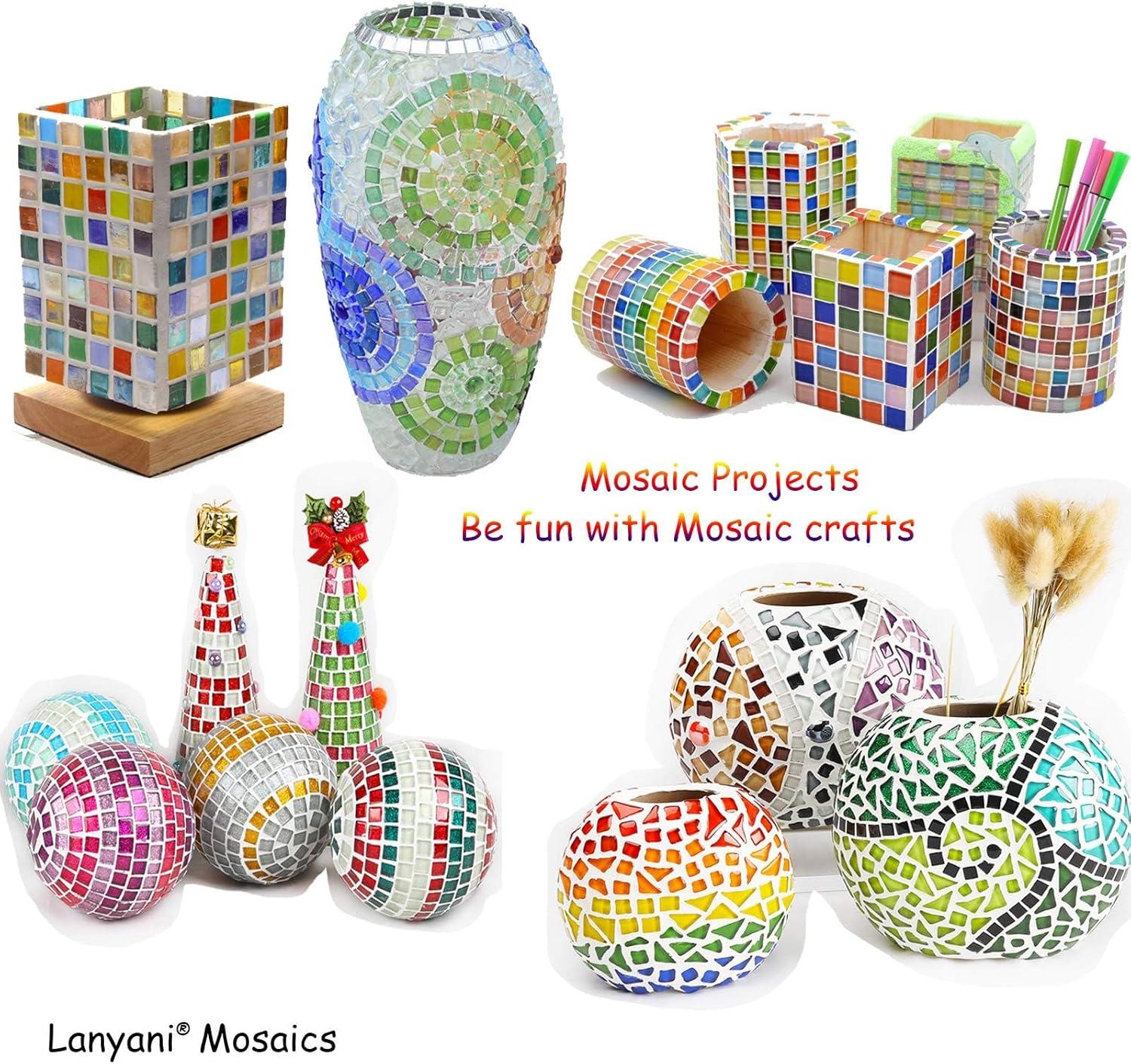 Lanyani 800 Pieces Mosaic Tiles Stained Glass - Assorted Colors for Art Craft and Home Decorations - 500g/1.1lb