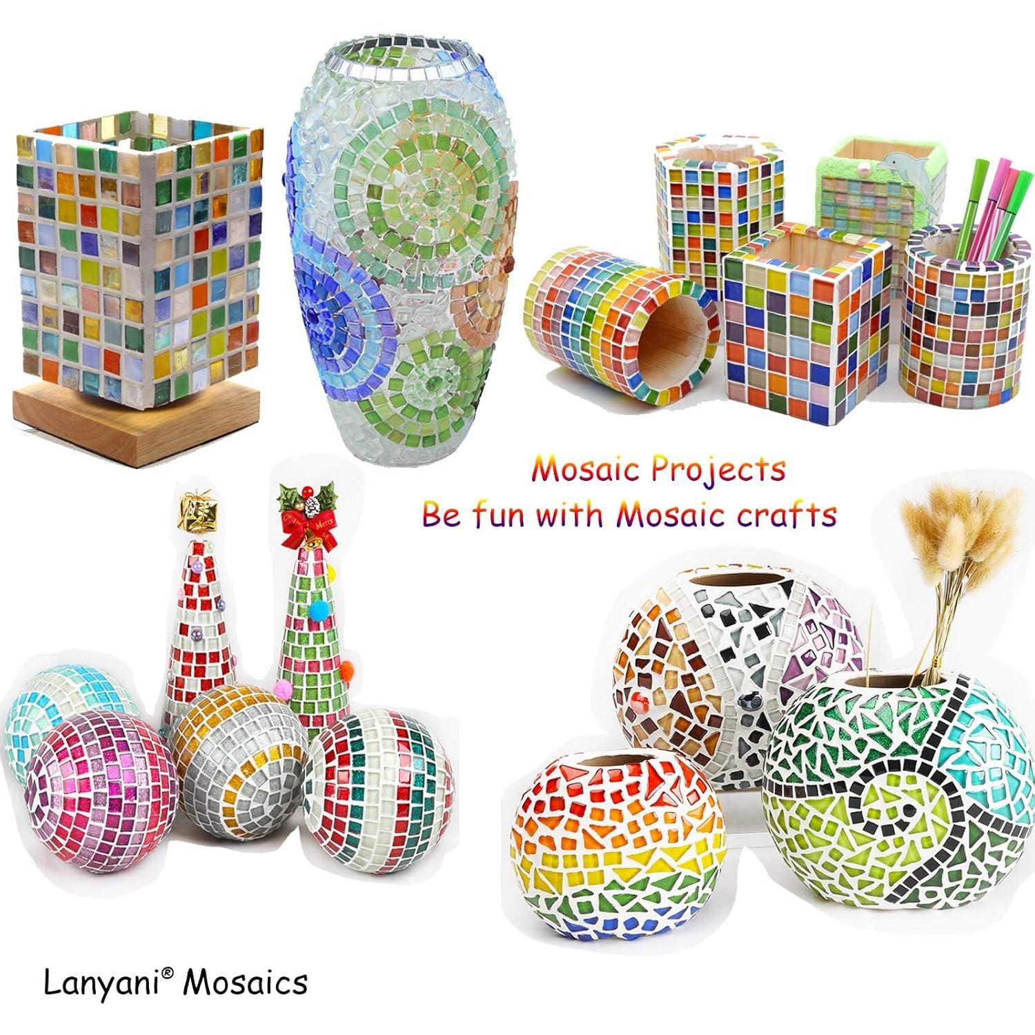 Lanyani 800 Pieces Mosaic Tiles Stained Glass - Assorted Colors for Art Craft and Home Decorations - 500g/1.1lb