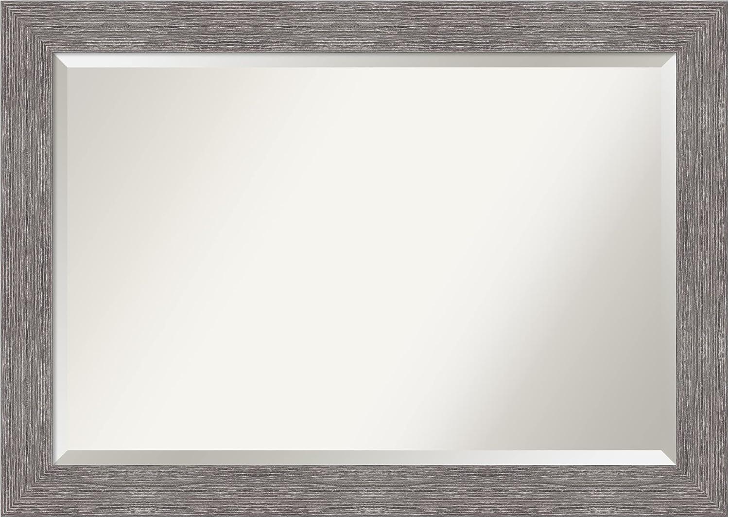 Pinstripe Plank Grey Rectangular Vanity Wall Mirror 42"x30"