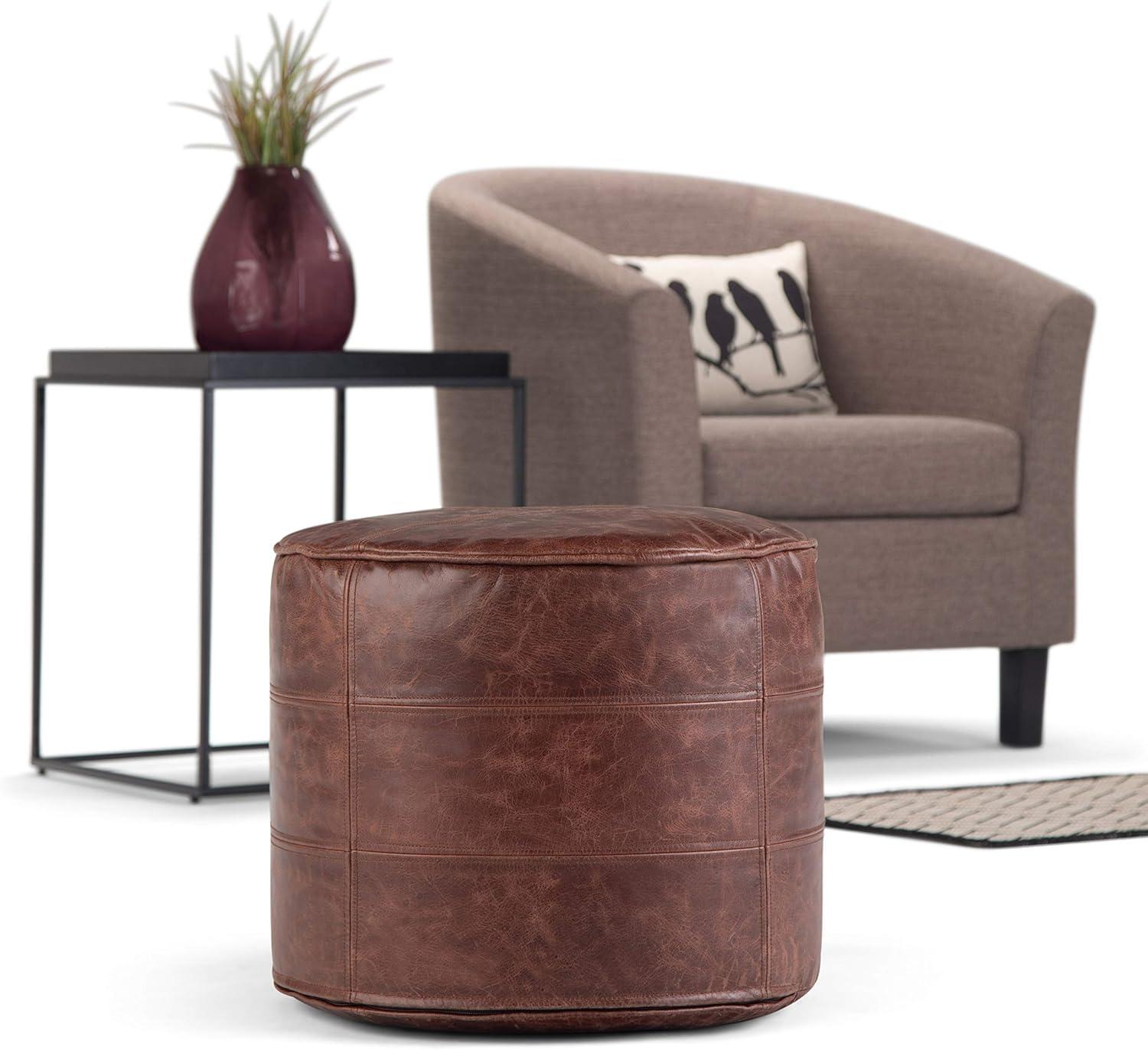 Simpli Home Connor 18"W Round Pouf