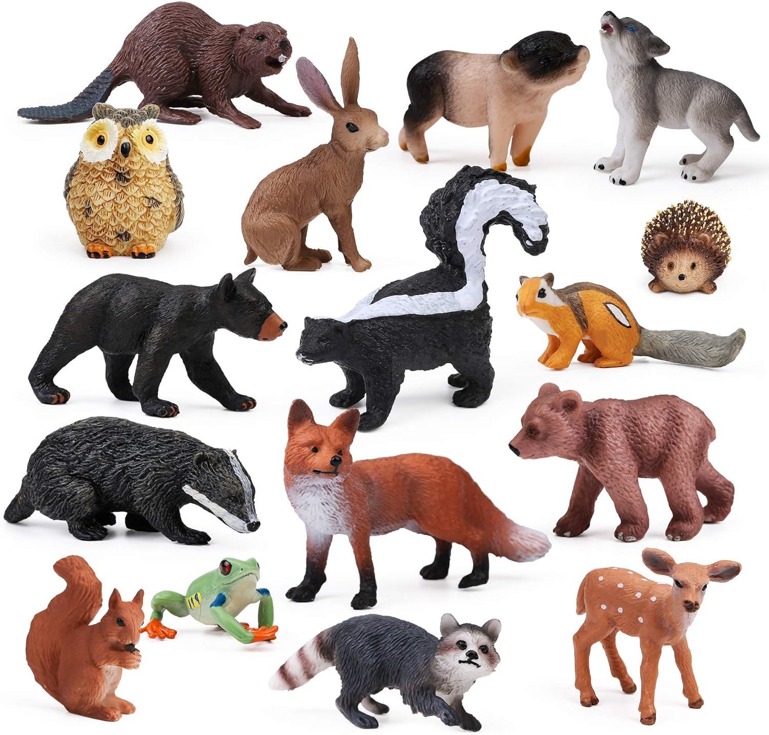 16-Piece Woodland Creatures Miniature Toy Figurines Set