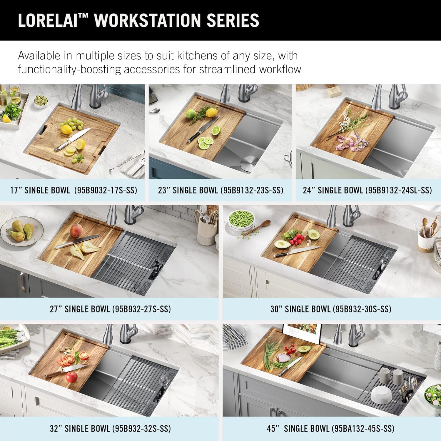 Delta Lorelai™ 23" L Workstation Kitchen Sink Undermount 16 Gauge Stainless Steel Single Bowl with WorkFlow™ Ledge