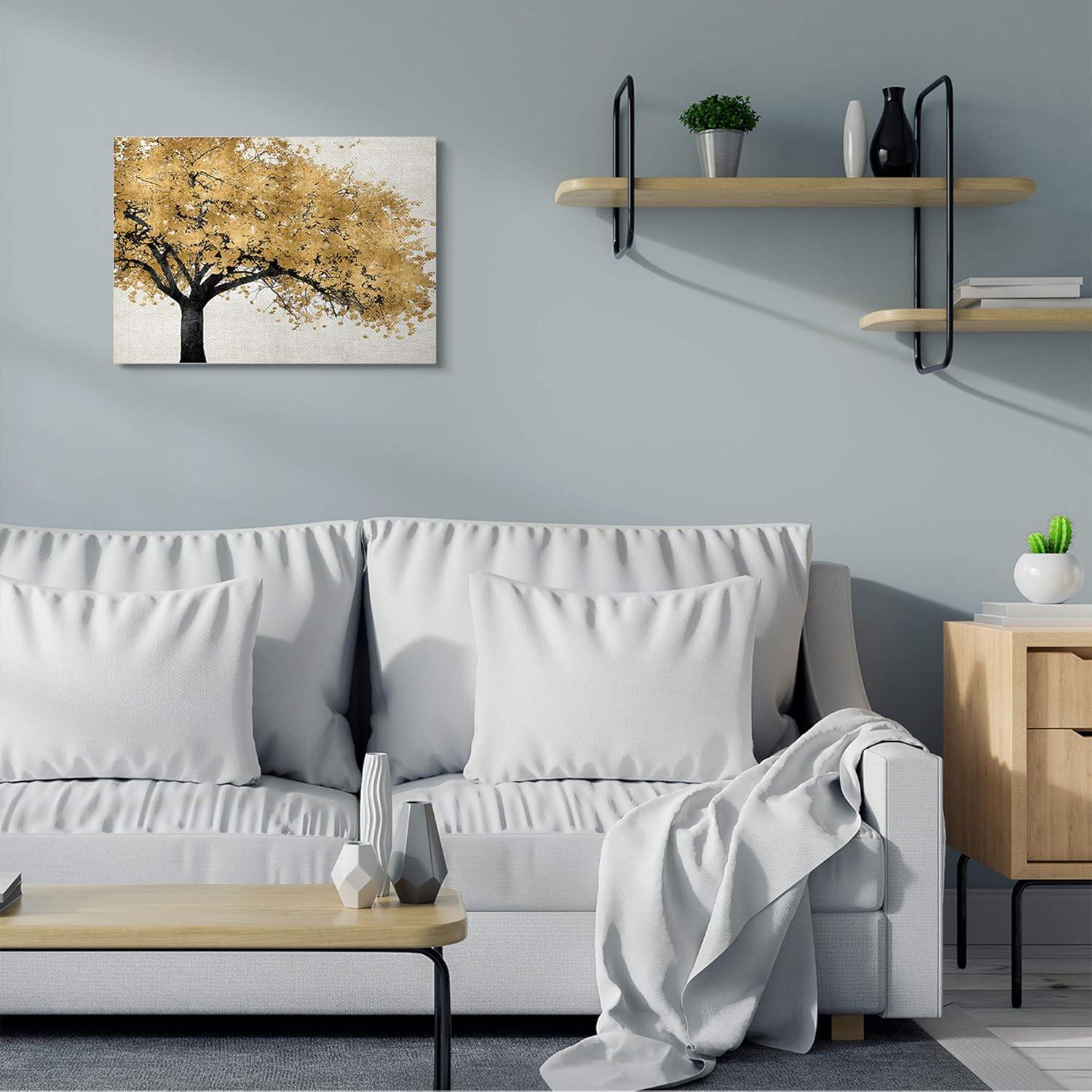 Autumn Tree with Golden Leaves Canvas Wall Art, 24 x 30