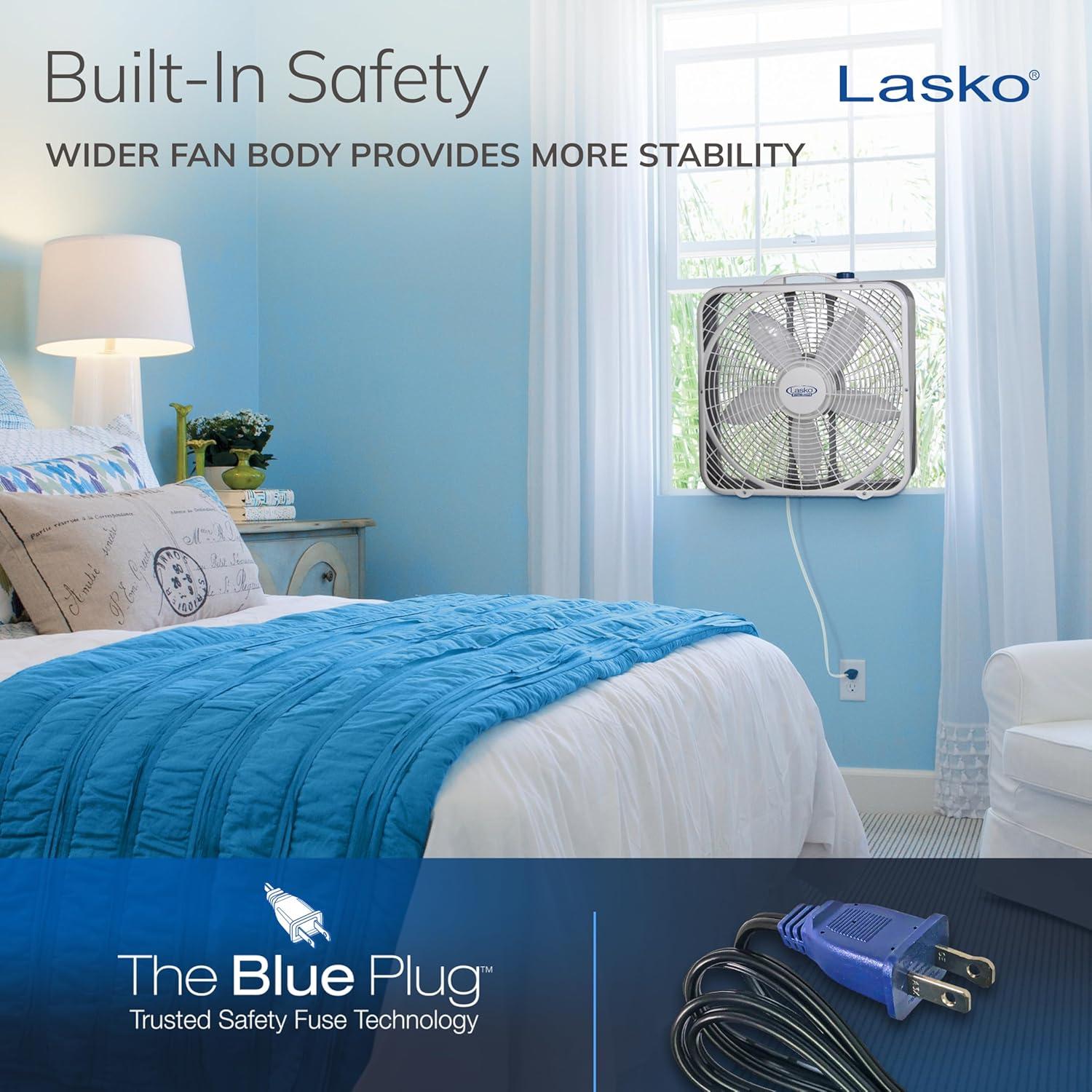 Lasko 20 Weather-Shield Performance Box Fan-Features Innovative Wind Ring System for Up to 30% More Air, 20 Inch, 3720