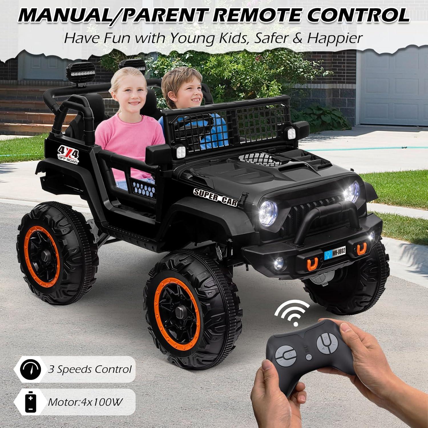 24V Black 2-Seater Electric SUV Ride-On Car with Remote Control