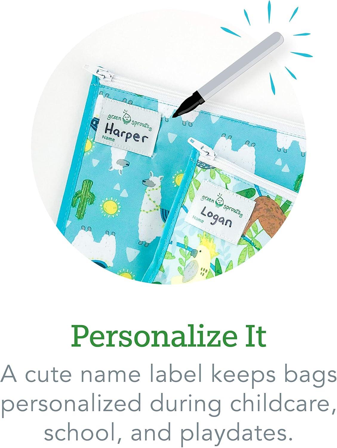 green sprouts Reusable Insulated Sandwich Bags (2 Pack) | Holds Food, Utensils, Wipes & More | Keeps Food Fresh | Food-Safe, Waterproof, Easy-Clean Material