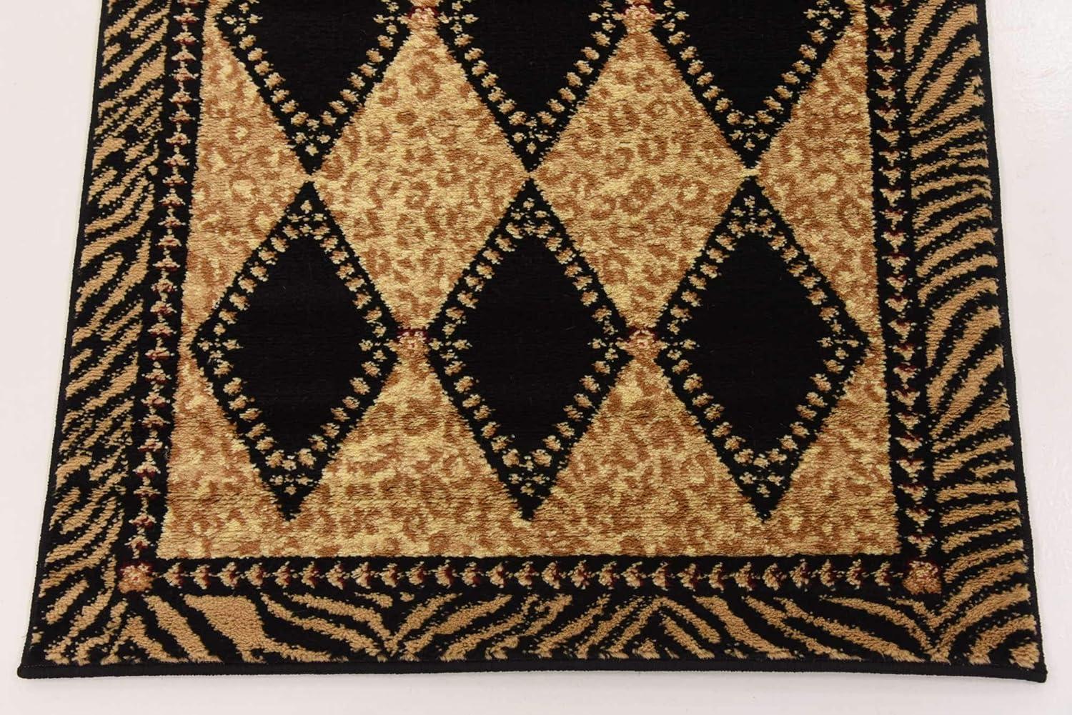 Unique Loom Wildlife Collection Area Rug - Ocelote (2' 7" x 10' Runner Light Brown/Black)