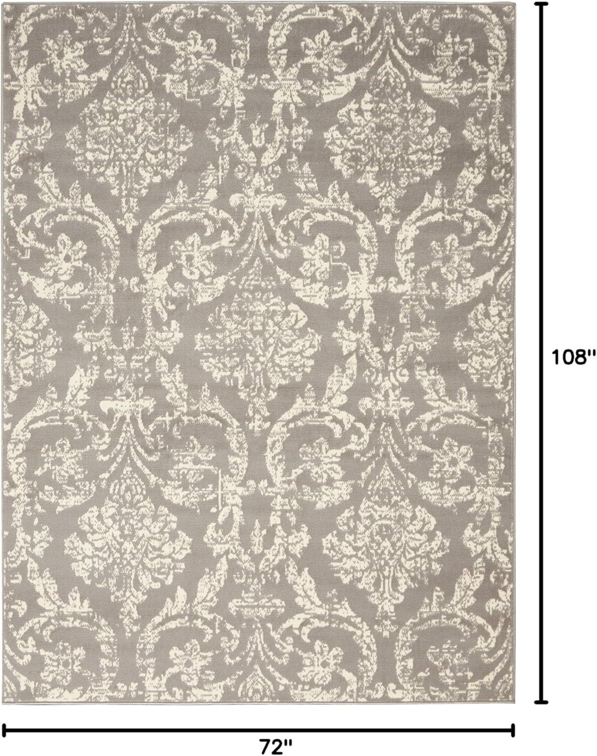 Nourison Jubilant 6' x 9' Grey Area Rug Farmhouse Vintage Damask by Nourison