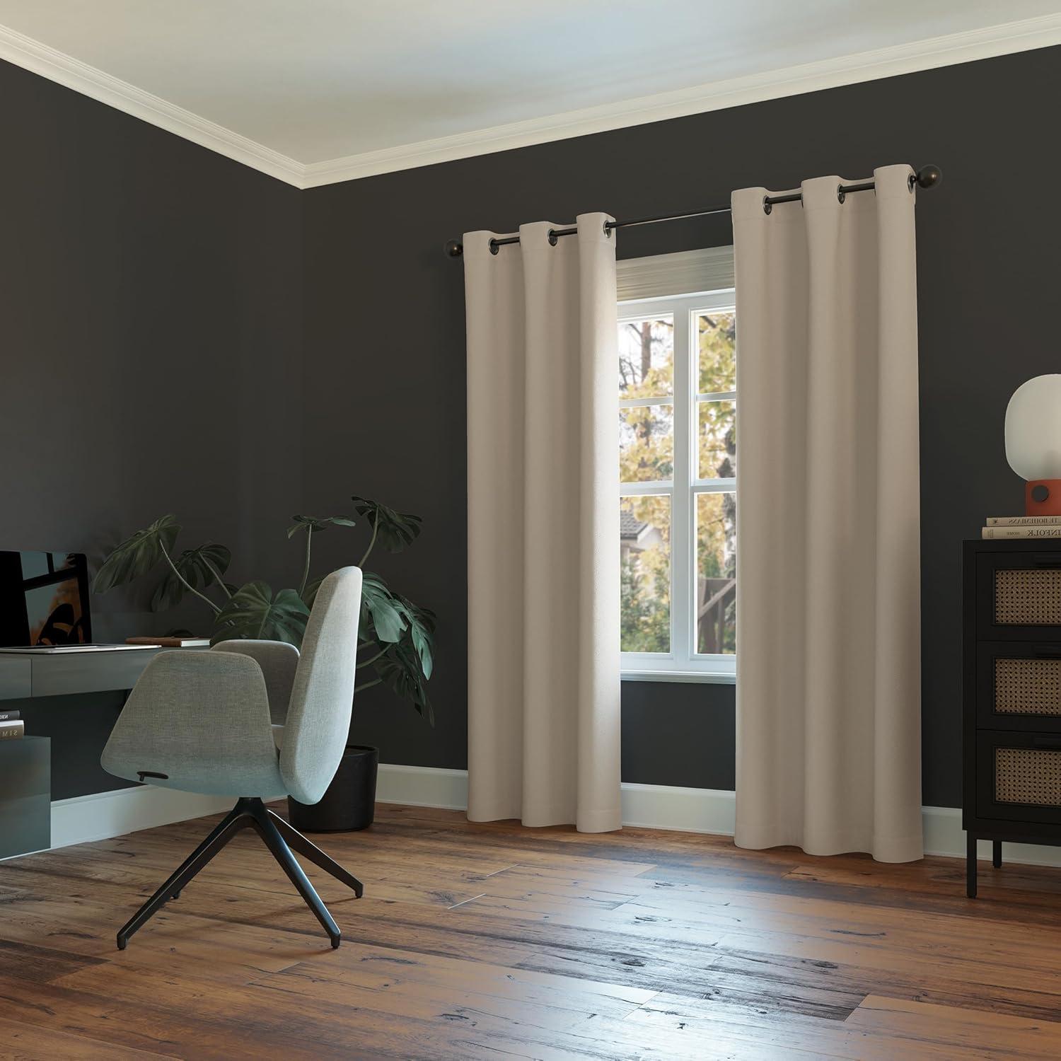 40"x63" Sun Zero Blackout Kenneth Energy Saving Grommet Curtain Panel Stone