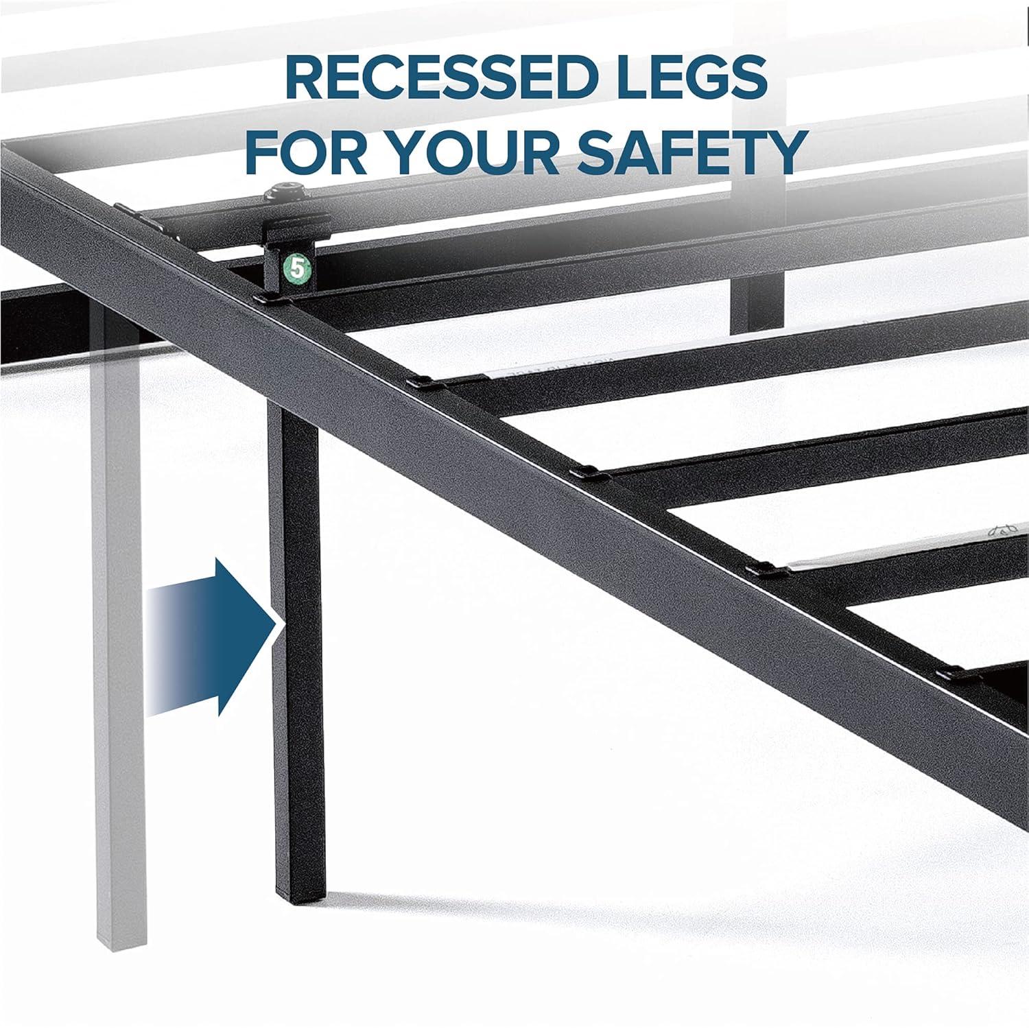 Queen Abel 14" Metal Platform Bed Frame Black - Zinus: Quick Lock Assembly, No Box Spring Needed