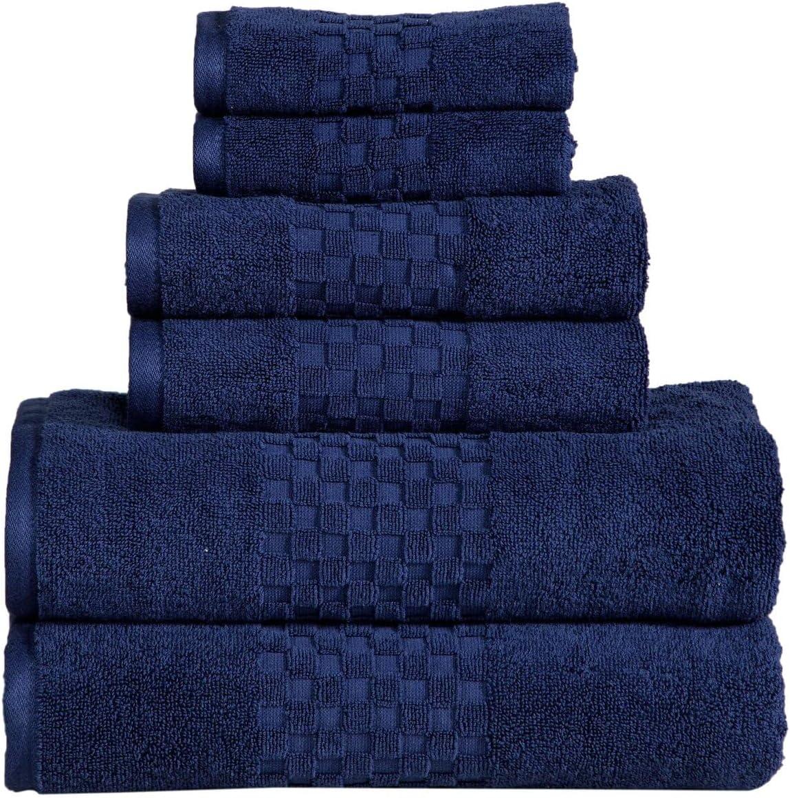 Navy Blue Oversized Cotton Hand and Washcloth Set