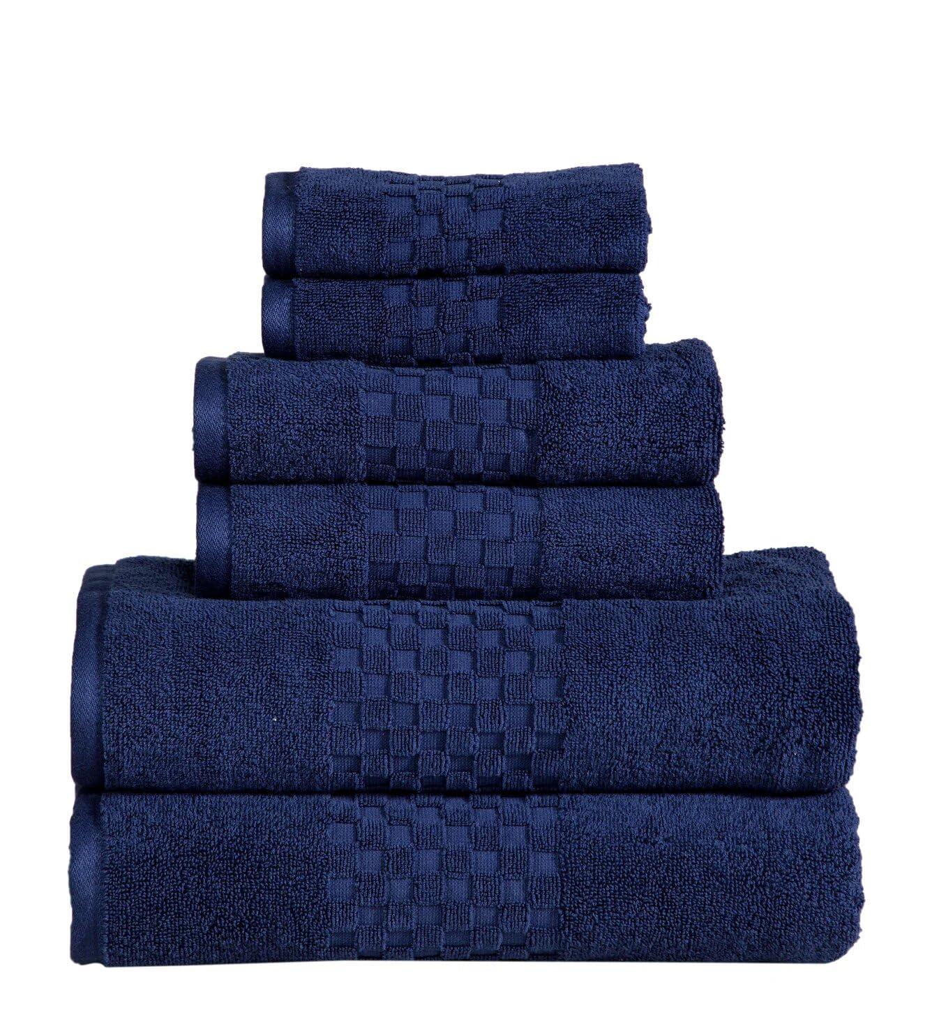 Feather & Stitch NY Luxury Ringspun 625 GSM luxury 6-piece, 100% cotton- super-soft, highly absorbent & quick-dry bath towel set (2 PC - bath, hand & washcloth)  (Set of 6)