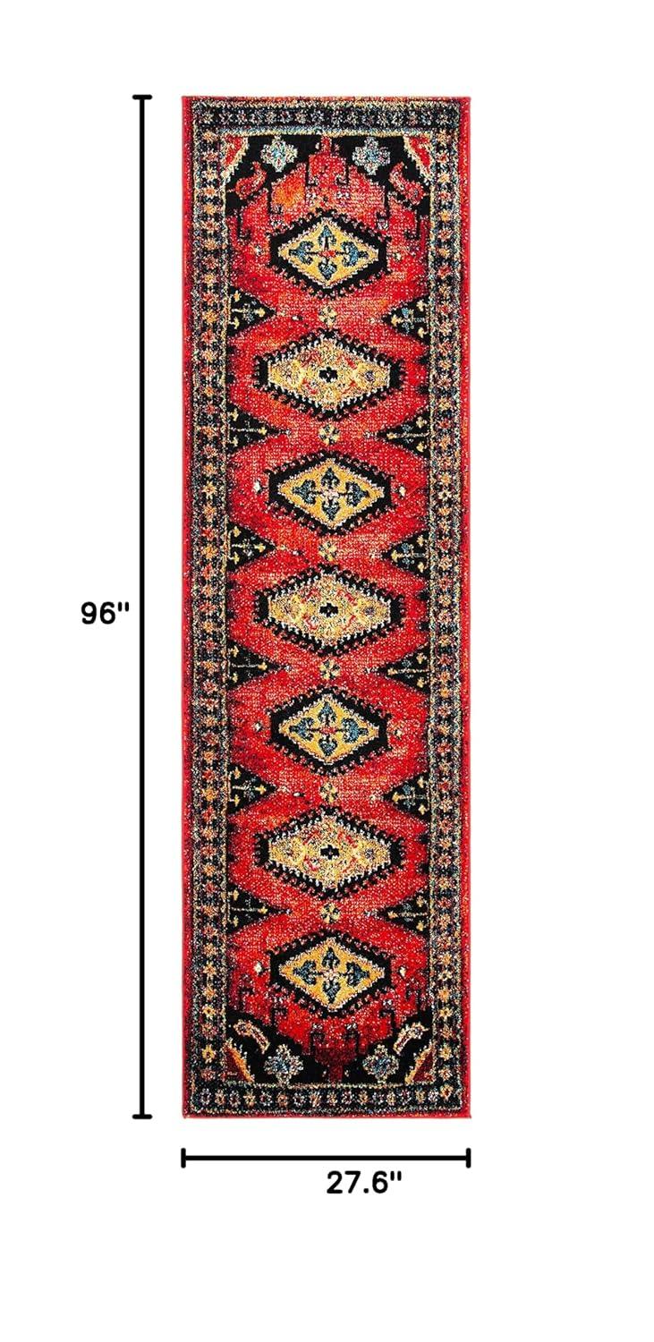 Vintage Hamadan VTH251 Power Loomed Runner Rug - Red/Black - 2'3"x8' - Safavieh.
