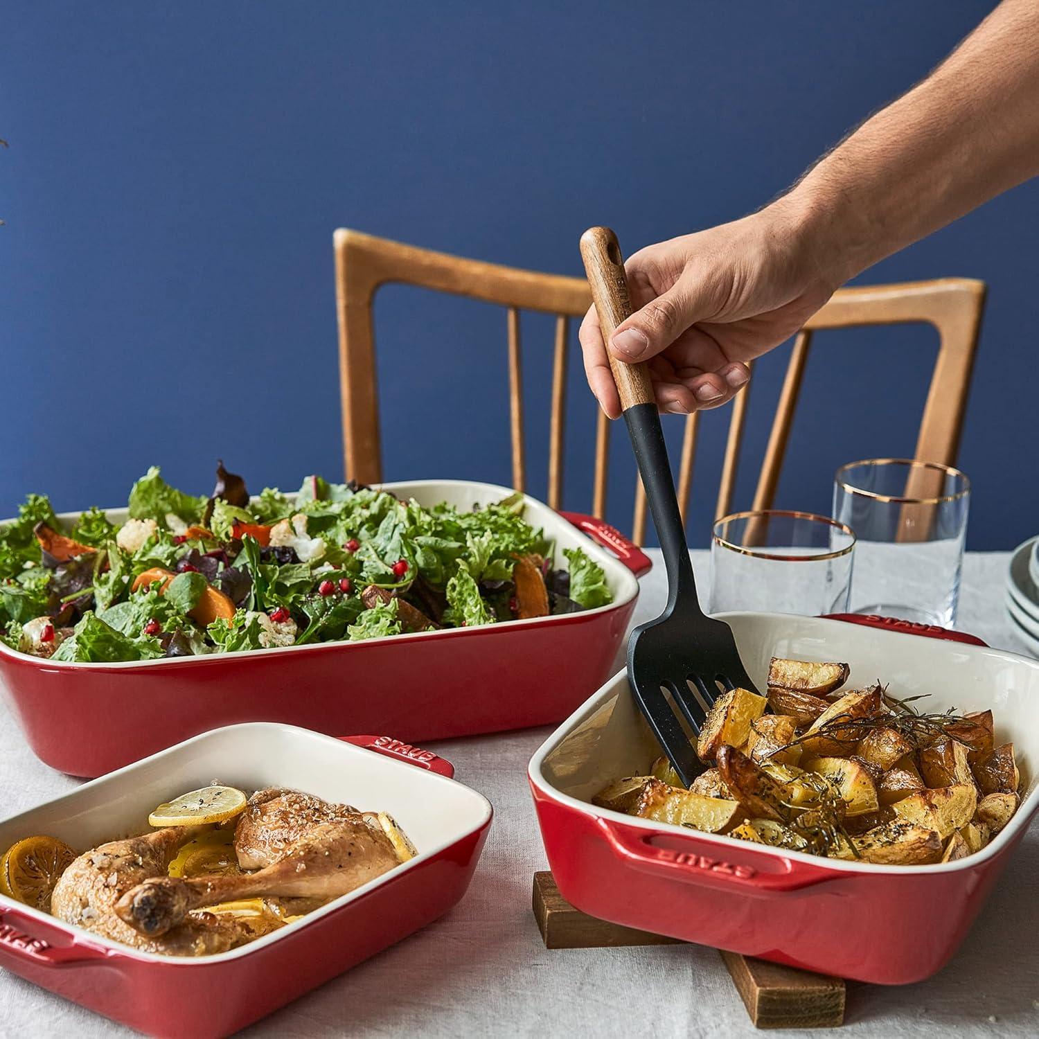 Staub Ceramic 3-pc Rectangular Baking Dish Set - Cherry