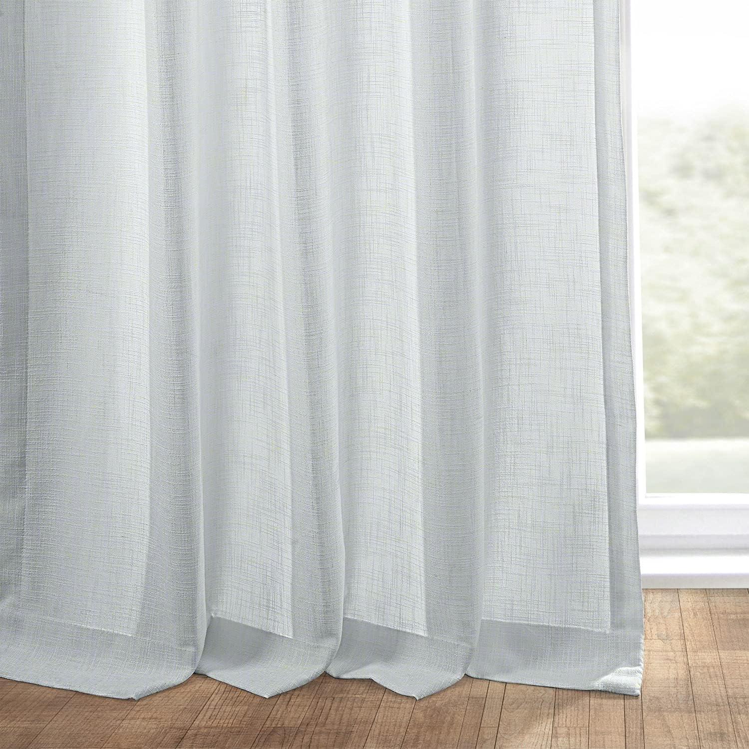 Rice White Heavy Faux Linen Curtain (1 Panel), Rice White, 50W X 120L