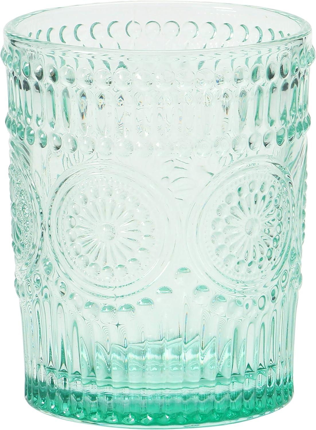 Creative Co-Op 12 oz. Embossed Drinking Glass, 4 Colors