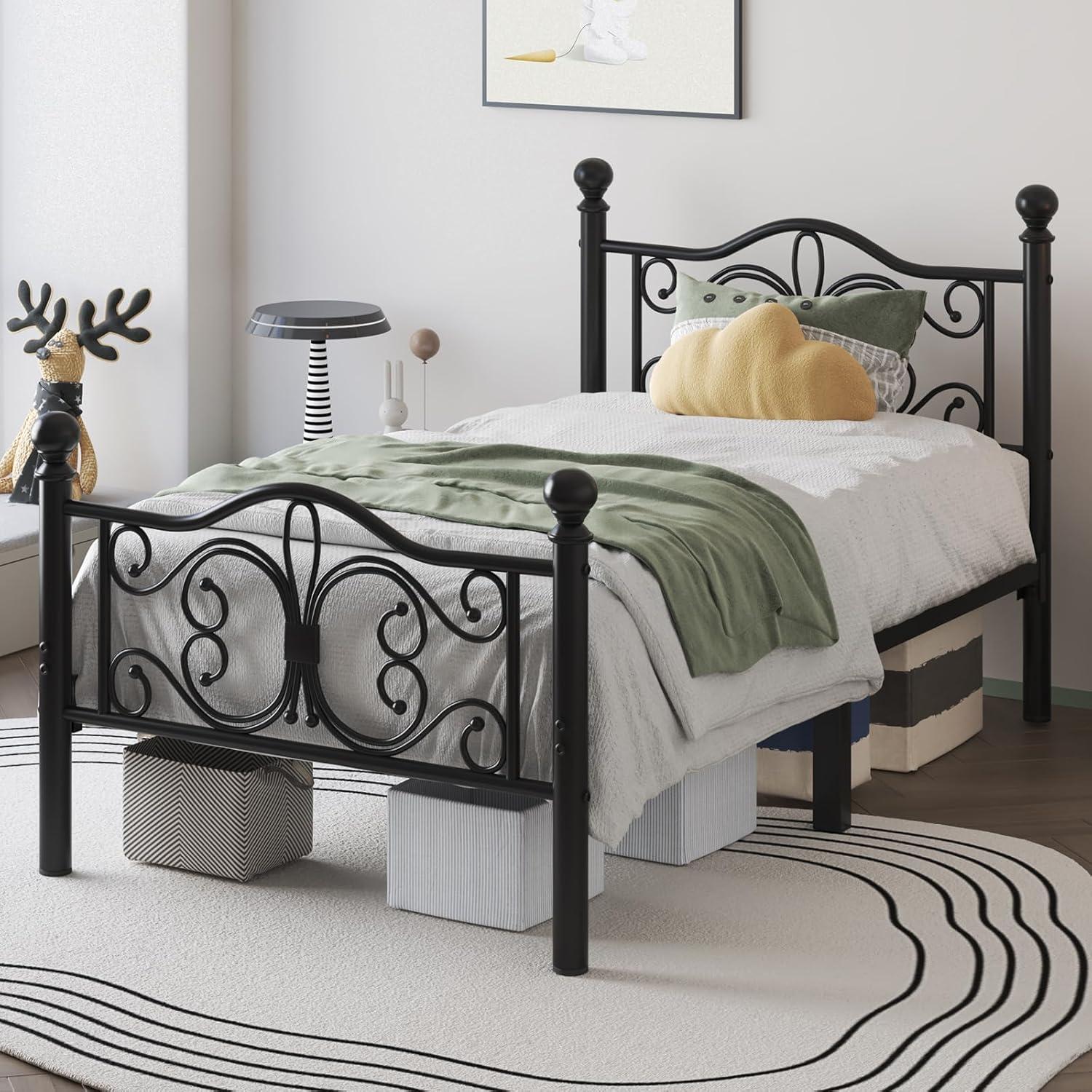 Lark Manor™ Eylin Metal Platform Bed with Butterfly Design Headboard and Footboard, Underbed Storage & Reviews | Wayfair