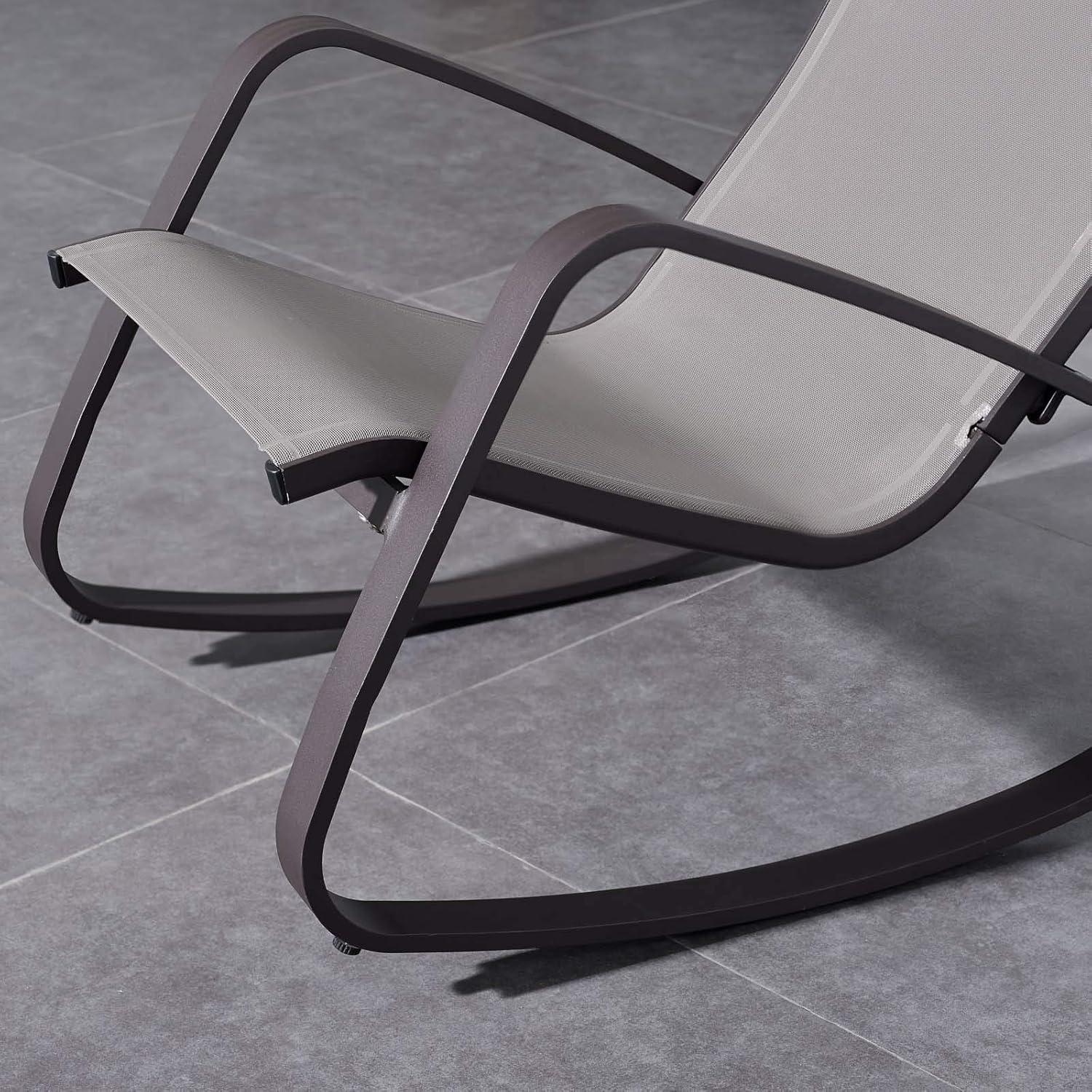 Modway Traveler Mesh Fabric & Aluminum Patio Rocker in Black