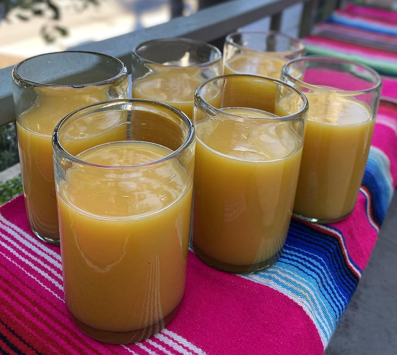 Dos Sueños Mexican Hand Blown  Drinking Glasses - Natural - 14oz - Set of 6