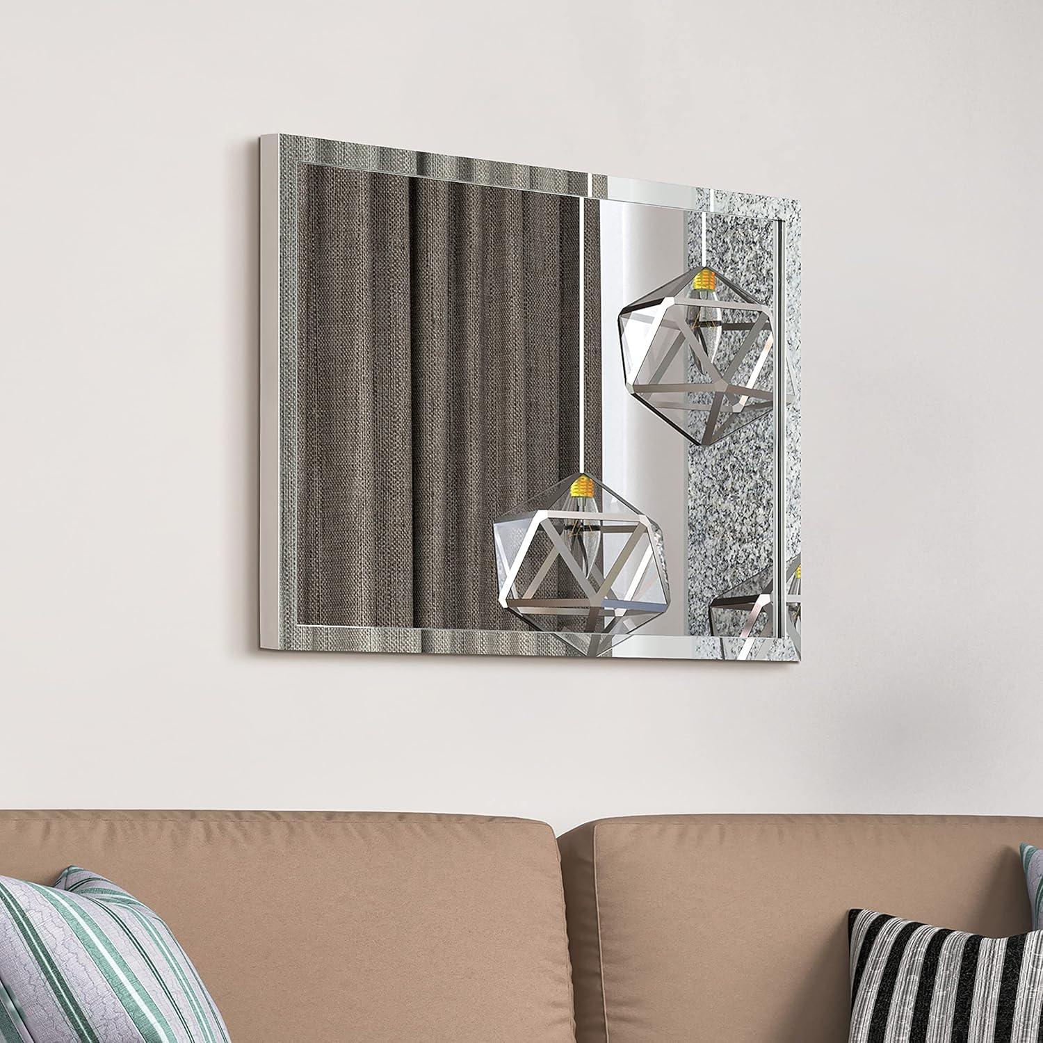 Contempo Polished Silver and Gold Stainless Steel 20" x 30" Wall Mirror