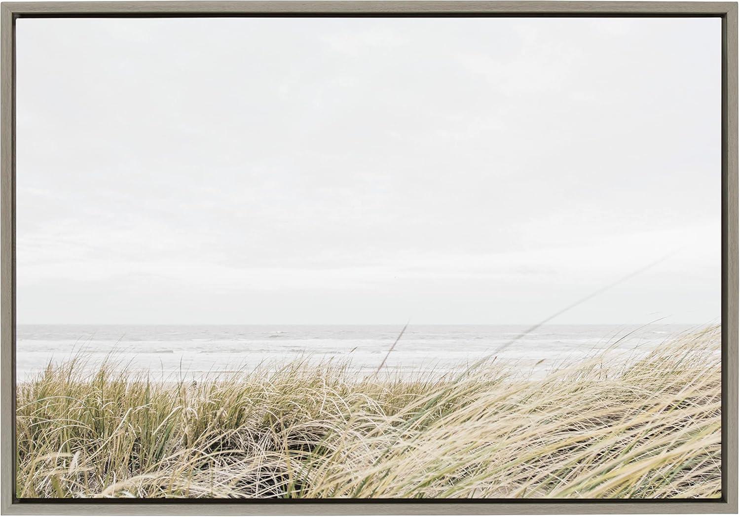 23" x 33" Sylvie East Beach Framed Canvas by Amy Peterson Art Studio Gray - Kate & Laurel All Things Decor: Coastal Wall Decor