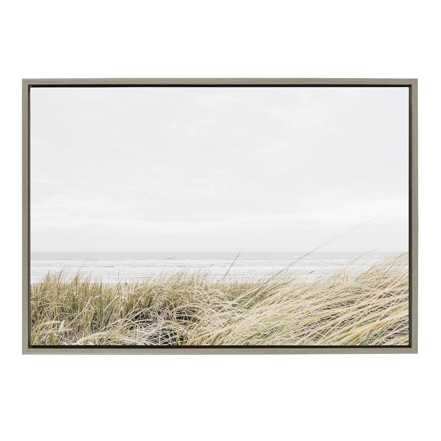 23" x 33" Sylvie East Beach Framed Canvas by Amy Peterson Art Studio Gray - Kate & Laurel All Things Decor: Coastal Wall Decor