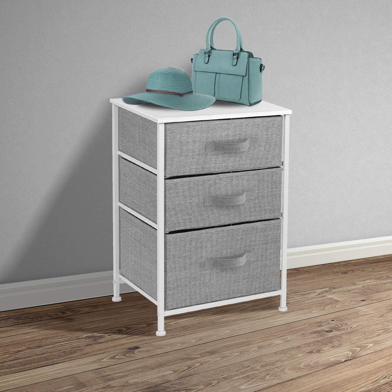 Sorbus 3  Drawers - Steel Frame, Wood Top & Easy Pull Fabric Bins - Perfect for Home, Bedroom, Office & College Dorm