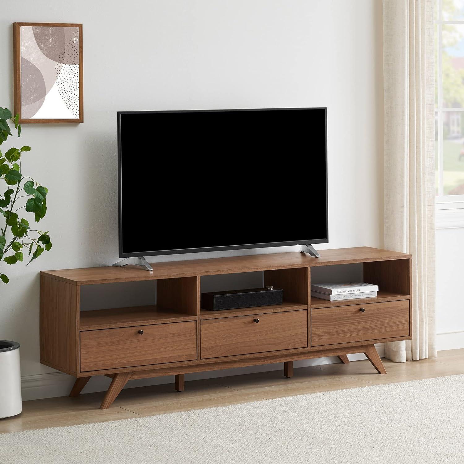 Mocha Mid-Century Modern TV Stand with Storage for 80" TVs