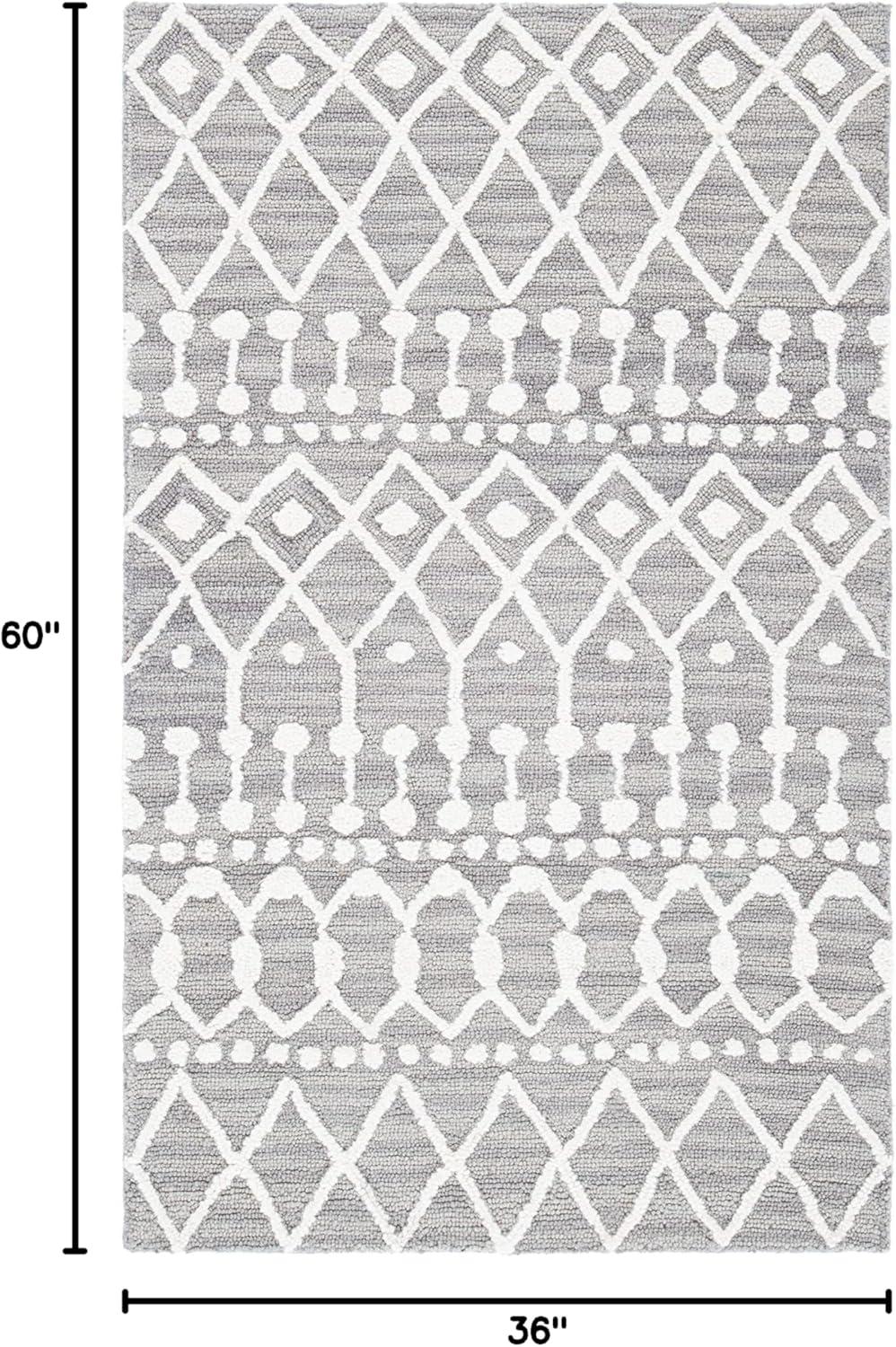 Blossom BLM115 Hand Tufted Area Rug - Grey/Ivory - 3'x5' - Safavieh.